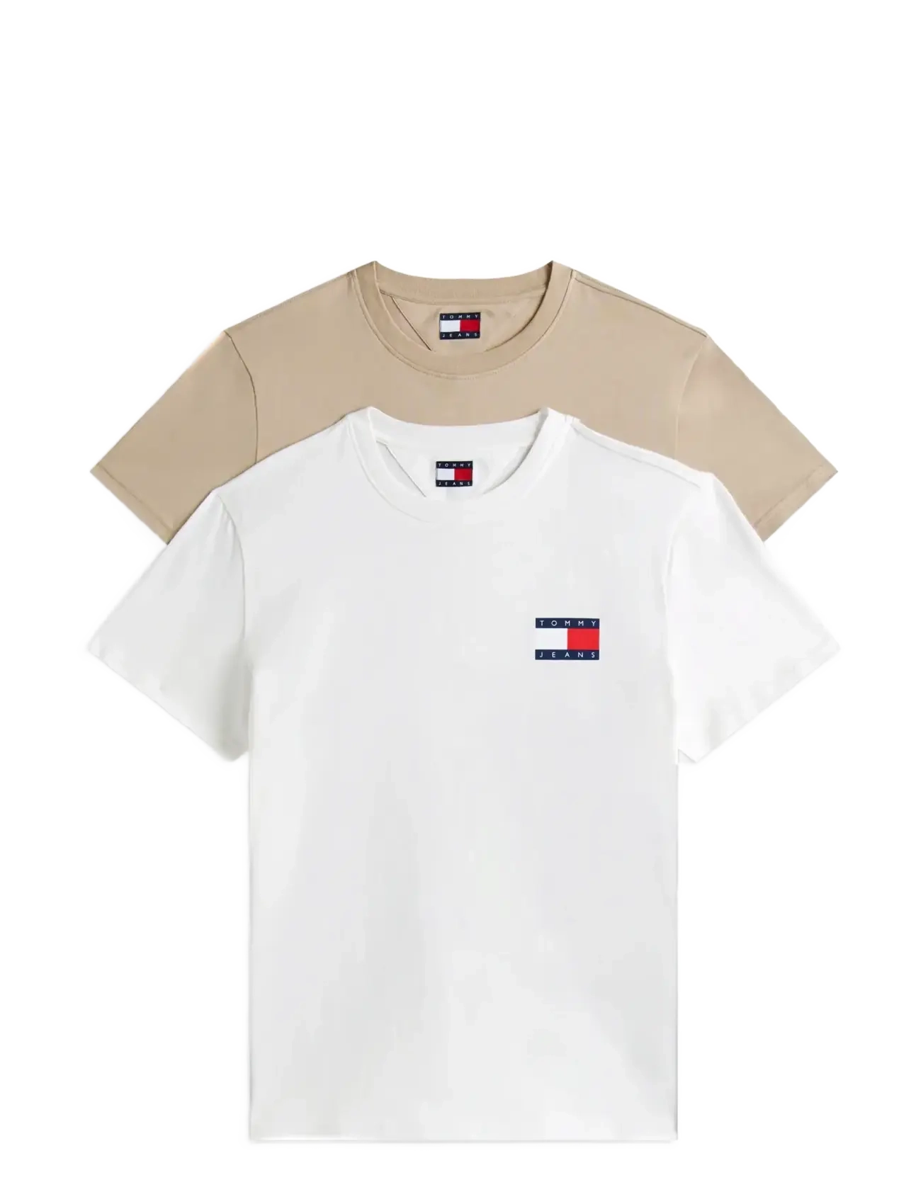 Tommy Jeans TJM SLIM 2PACK ESS FLAG TEE - T-shirts - ECRU SILT / multi