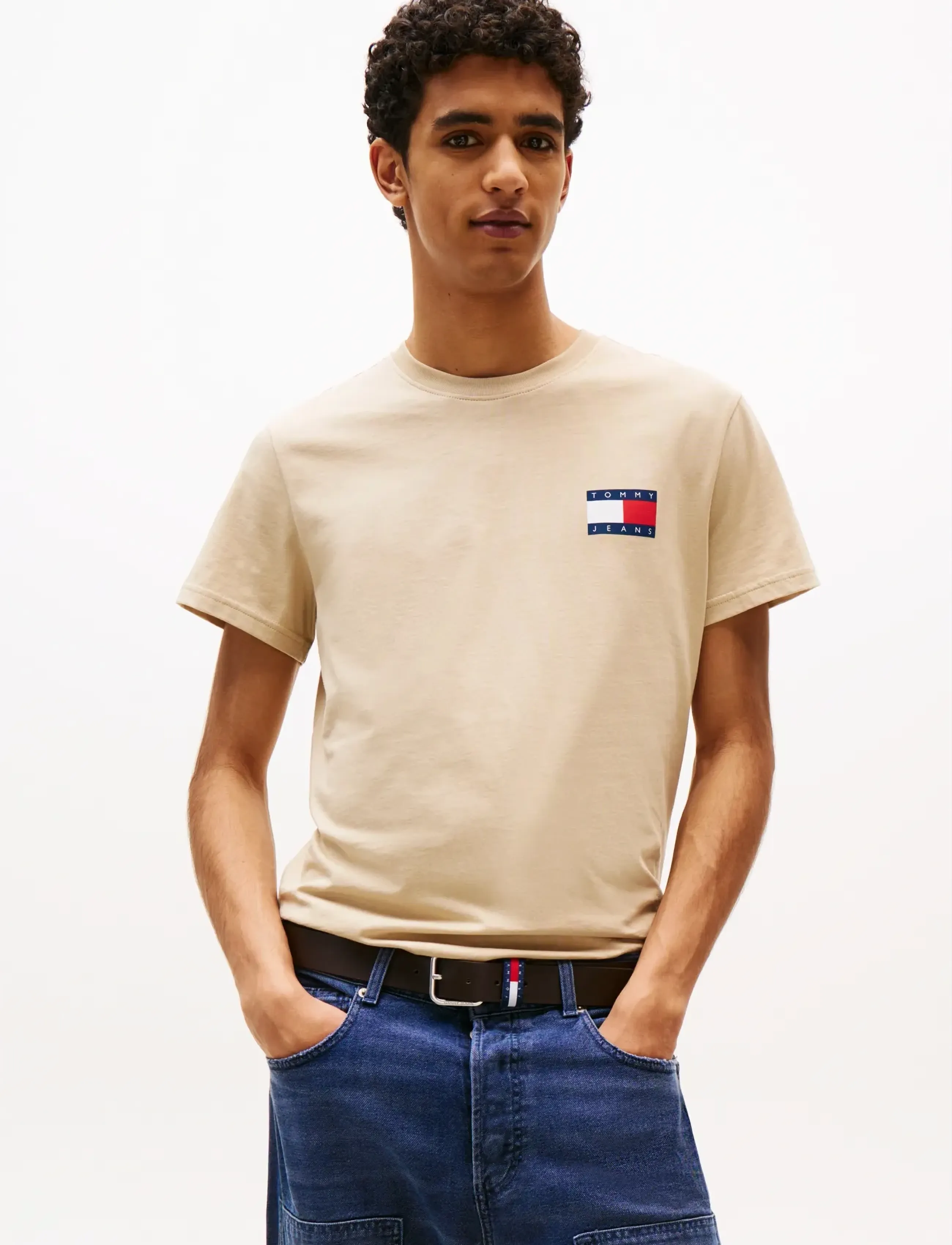 Tommy Jeans TJM SLIM 2PACK ESS FLAG TEE - Deals - ECRU SILT / multi