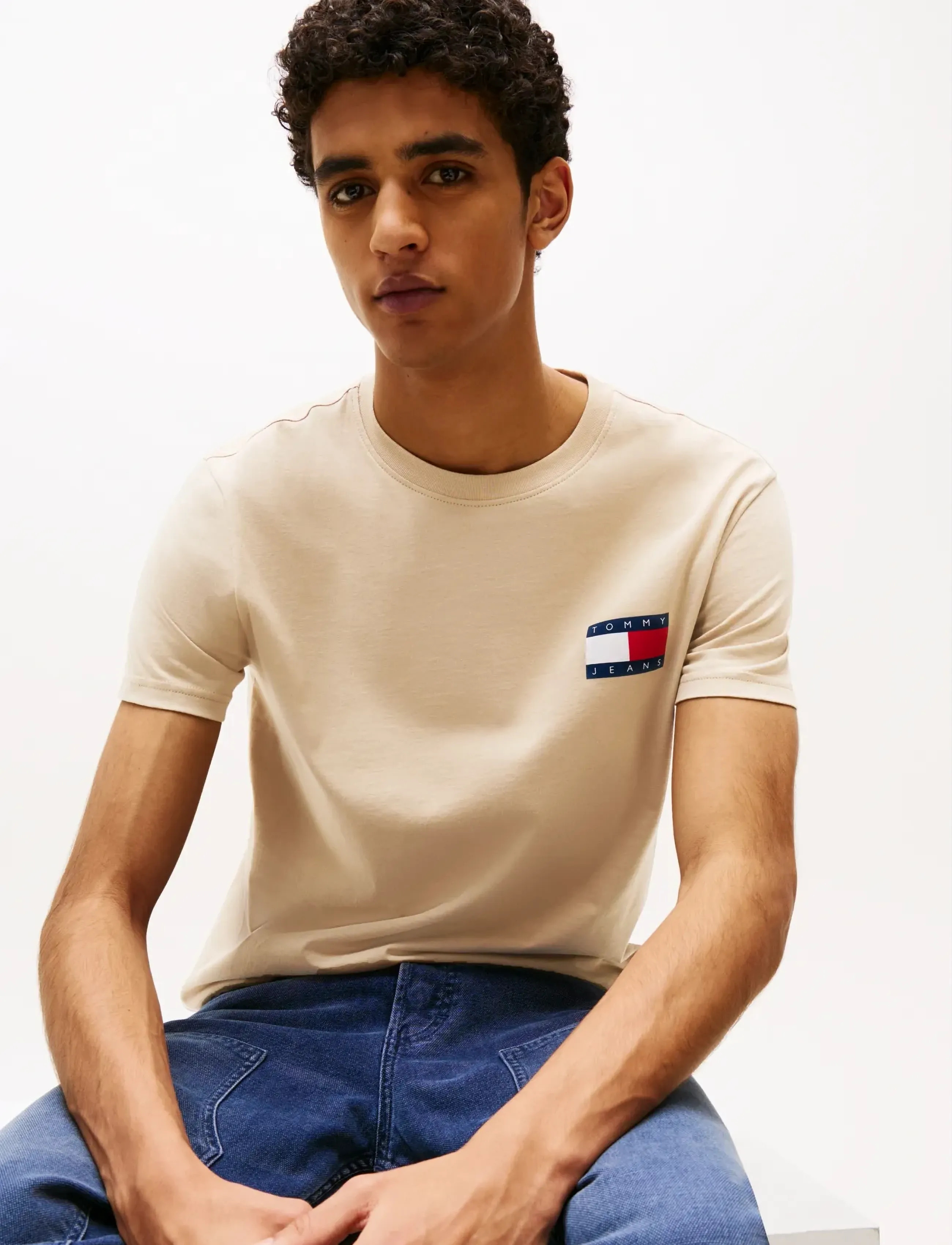 Tommy Jeans - TJM SLIM 2PACK ESS FLAG TEE - kurzärmelig - ecru silt - 2