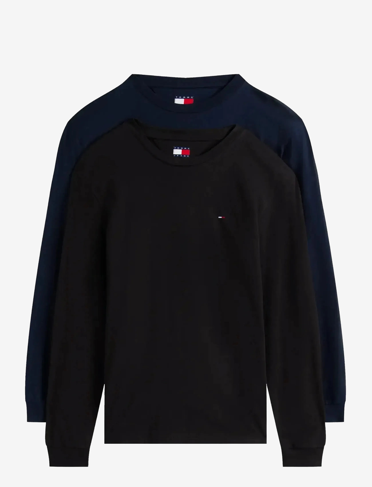 Tommy Jeans - TJM SLIM 2PACK L/S EXT - långärmade t-shirts - black / dark night navy - 1