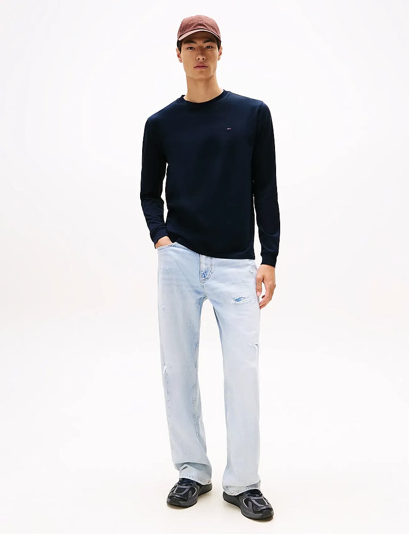 Tommy Jeans - TJM SLIM 2PACK L/S EXT - långärmade t-shirts - black / dark night navy - 0