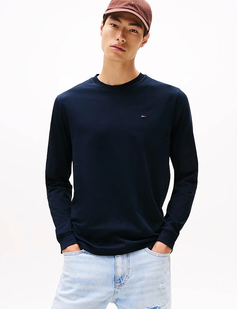 Tommy Jeans - TJM SLIM 2PACK L/S EXT - långärmade t-shirts - black / dark night navy - 2