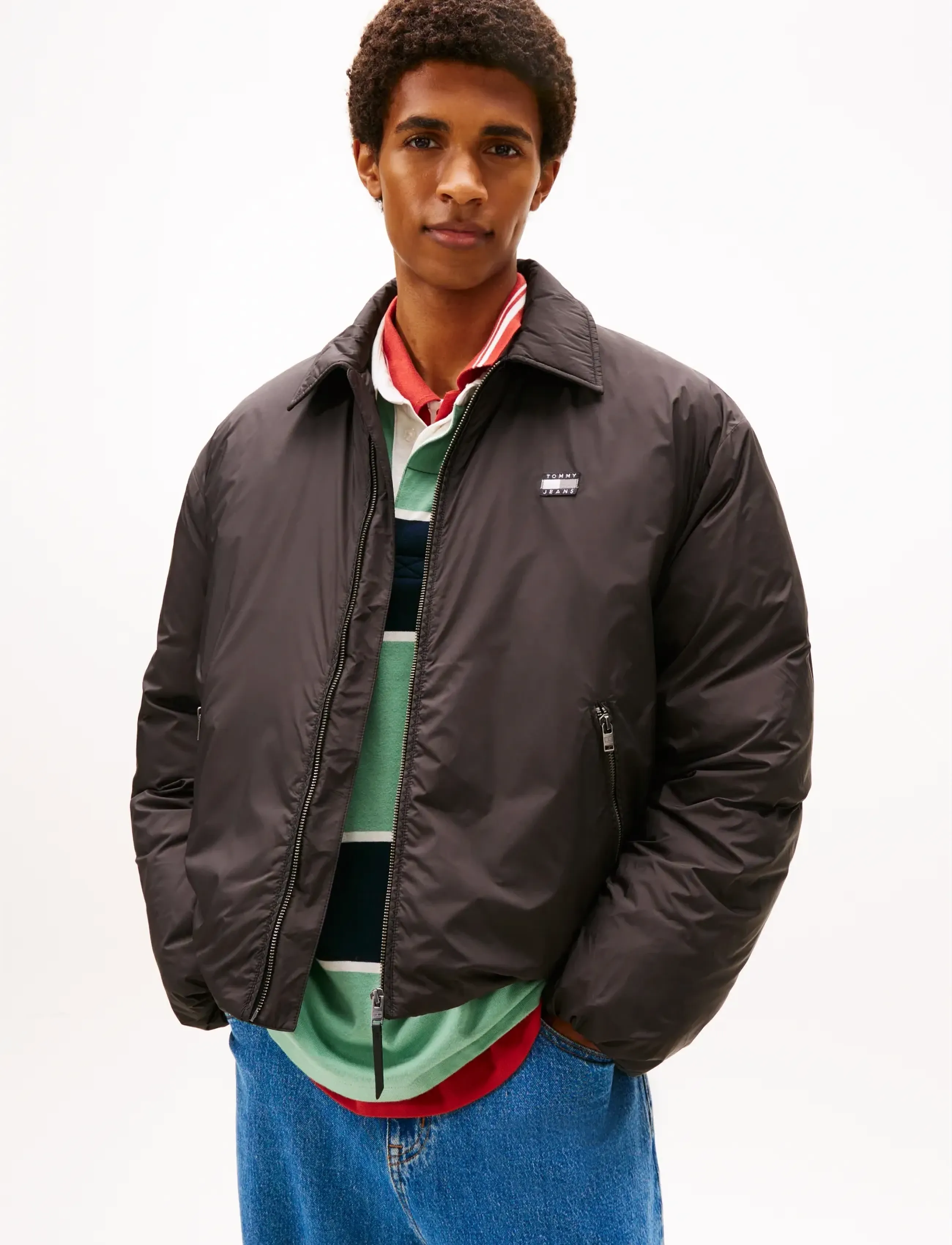 Tommy Jeans TJM PADDED COLLAR JACKET - Dunjakker - BLACK / brown