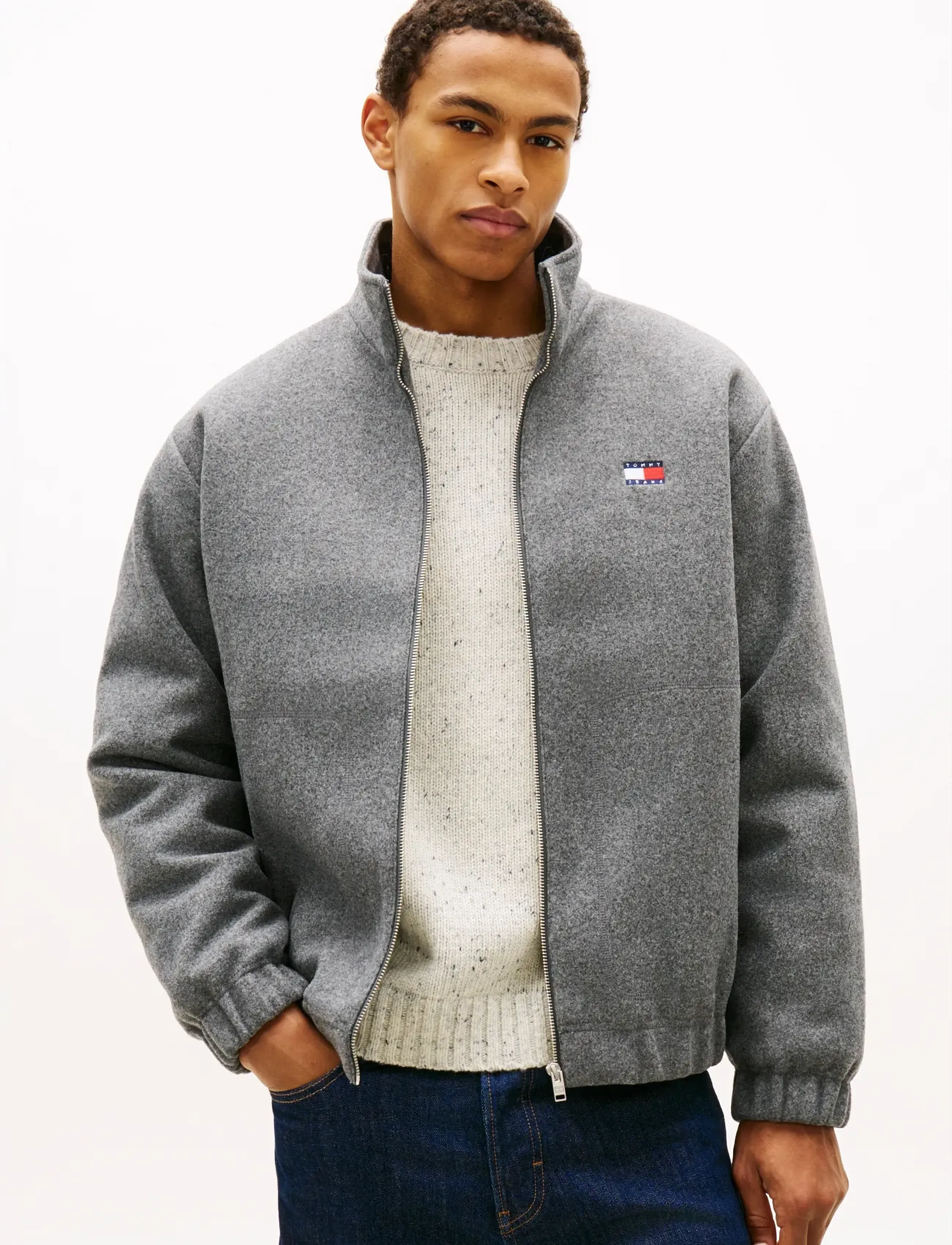 Tommy Jeans TJM ESSENTIAL WOOL PADDED JACKET - Kleidung - MID GREY HEATHER / grey
