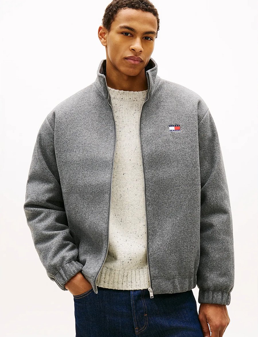 Tommy Jeans - TJM ESSENTIAL WOOL PADDED JACKET - jackets - mid grey heather - 0