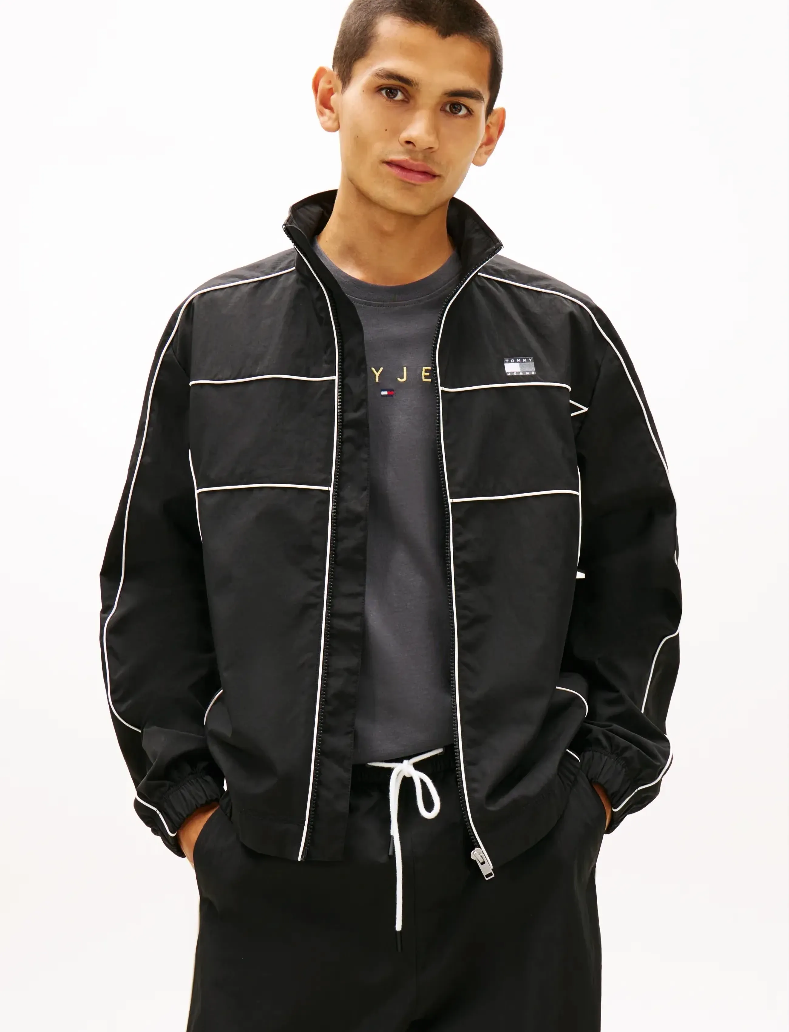 Tommy Jeans TJM PIPING DETAIL FLAG JACKET - Jackor - BLACK / black