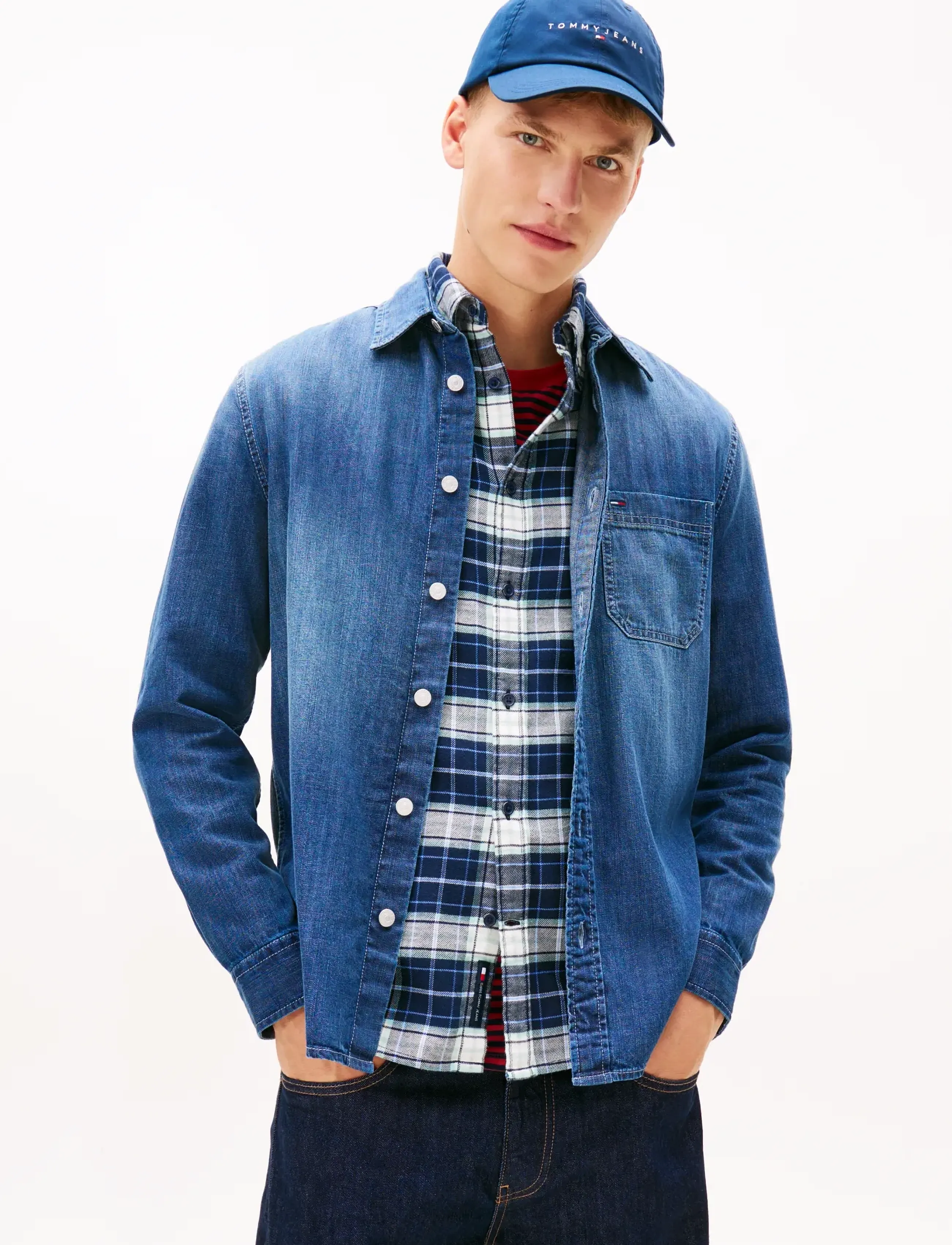 Tommy Jeans TJM DENIM REGULAR FIT SHIRT EXT - Tilbud - DENIM DARK / blue