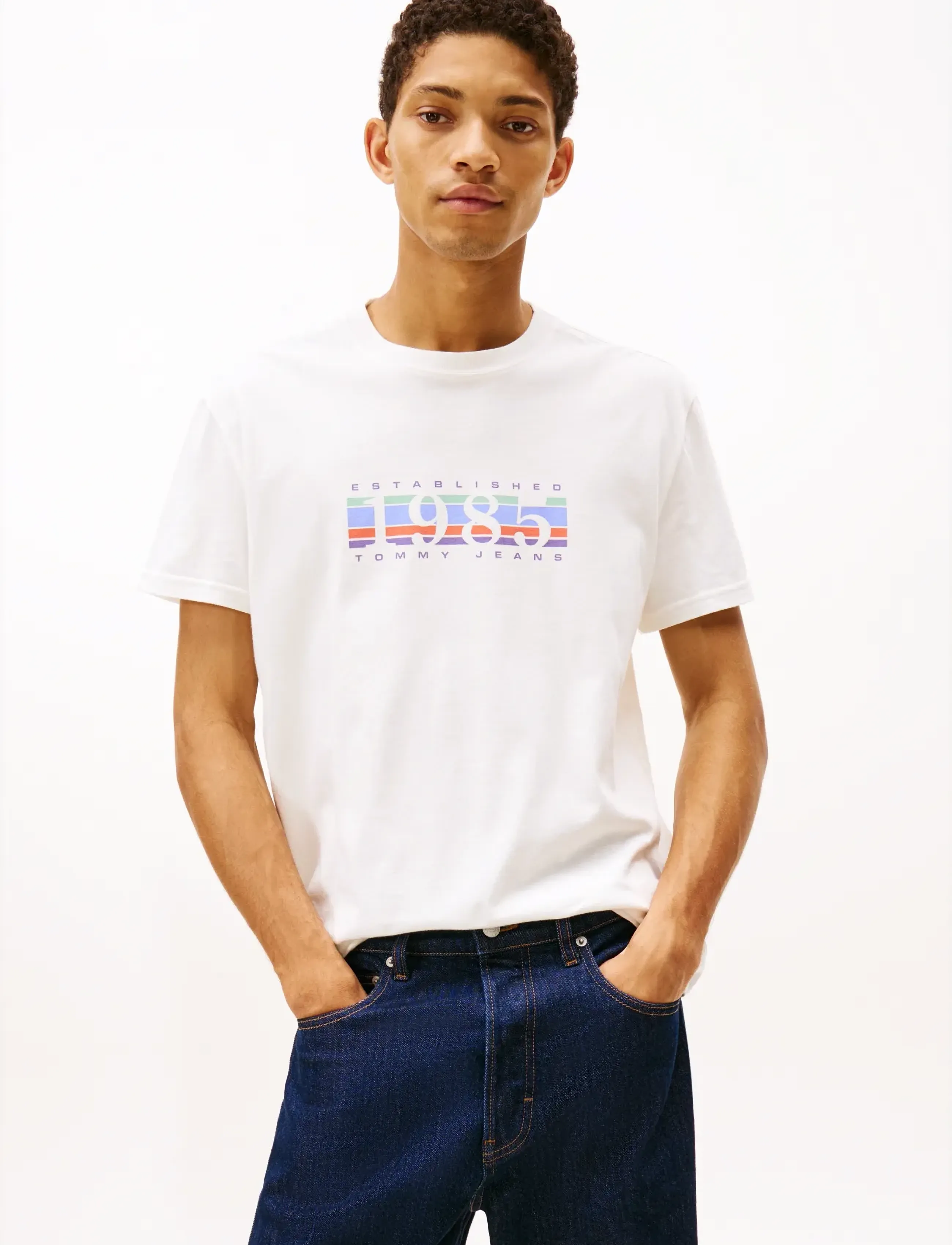 Tommy Jeans TJM REG 1985 DNA GRAPH SS T EXT - T-särgid - ECRU / cream