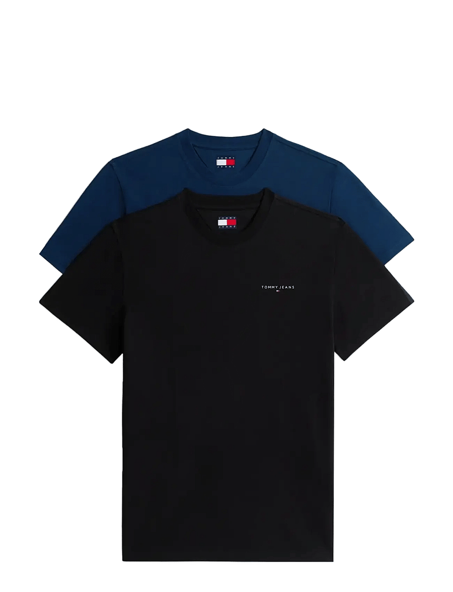 Tommy Jeans - TJM SLIM LINEAR SS TEE 2PACK EXT - t-paidat monipakkauksessa - black dark night navy - 1