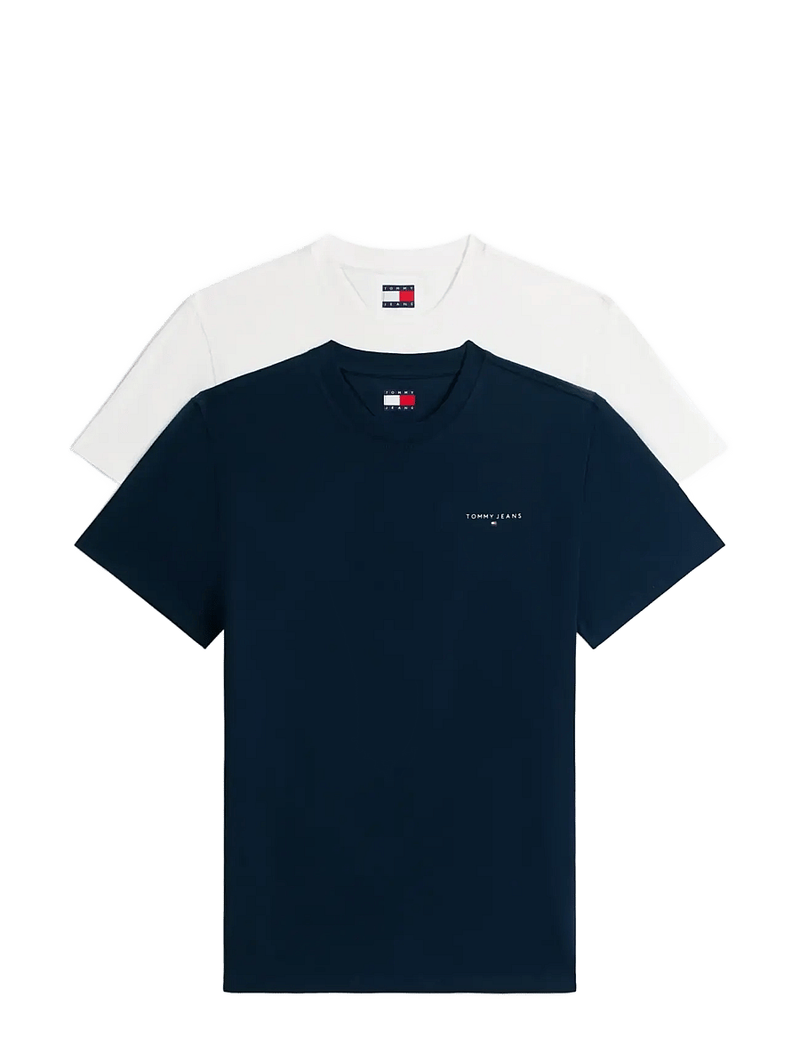 Tommy Jeans - TJM SLIM LINEAR SS TEE 2PACK EXT - t-paidat monipakkauksessa - ecru dark night navy - 1