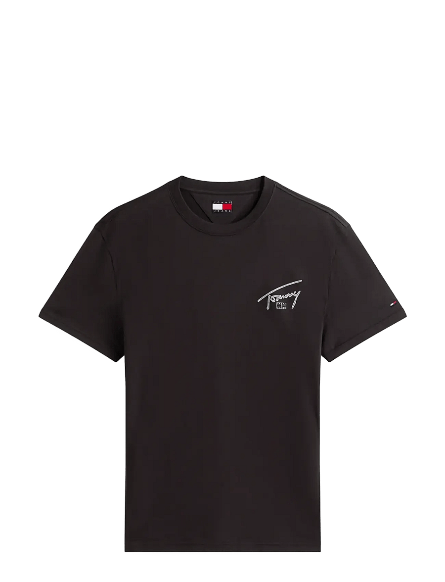 Tommy Jeans - TJM REG SIGN BACKPRINT SS T EXT - kortærmede t-shirts - black - 1