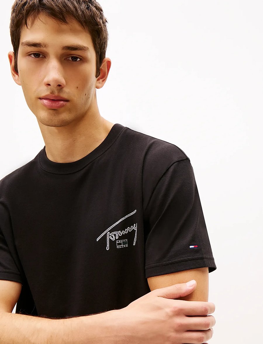 Tommy Jeans - TJM REG SIGN BACKPRINT SS T EXT - kortærmede t-shirts - black - 4