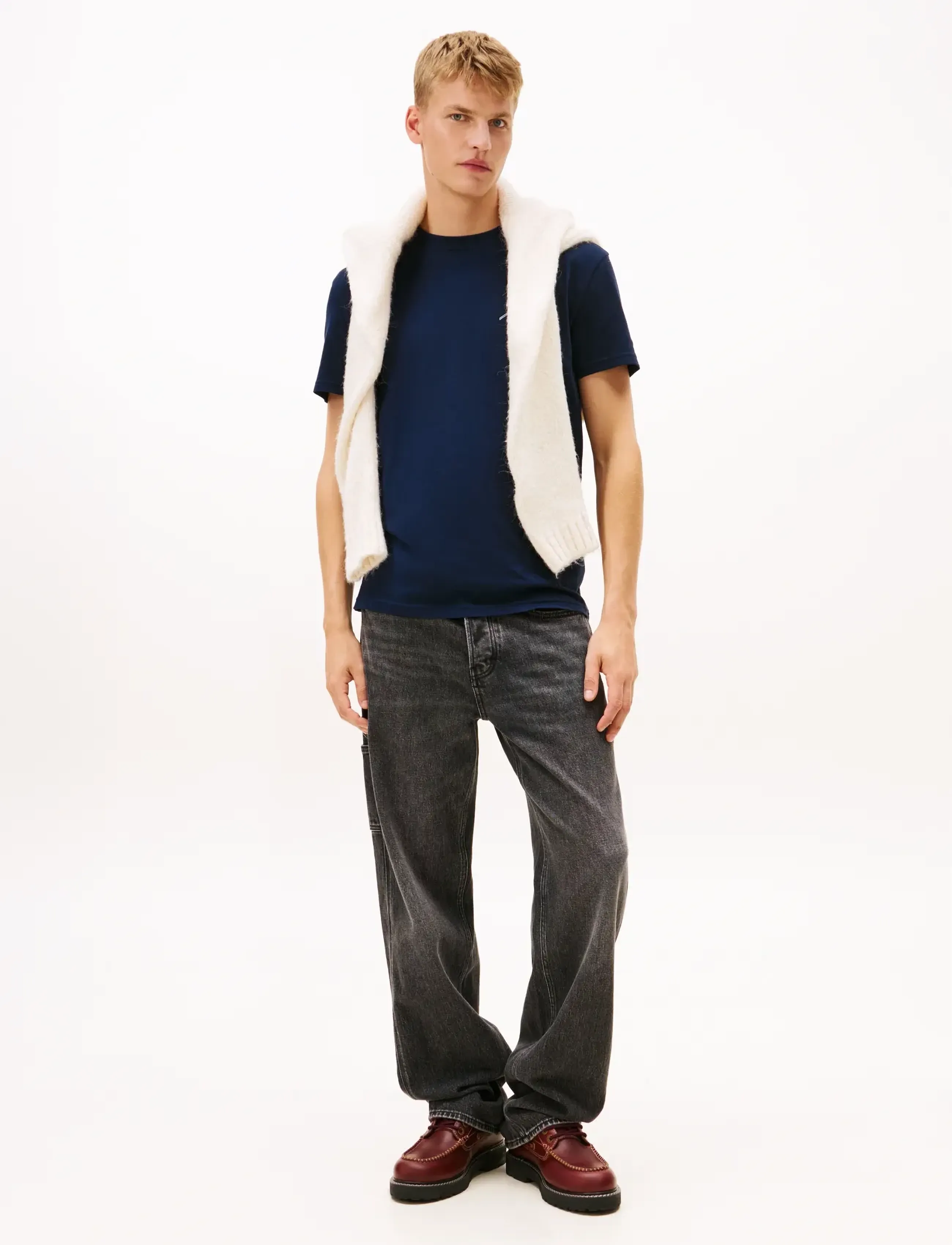 Tommy Jeans - TJM REG SIGN BACKPRINT SS T EXT - stutterma bolir - dark night navy - 2