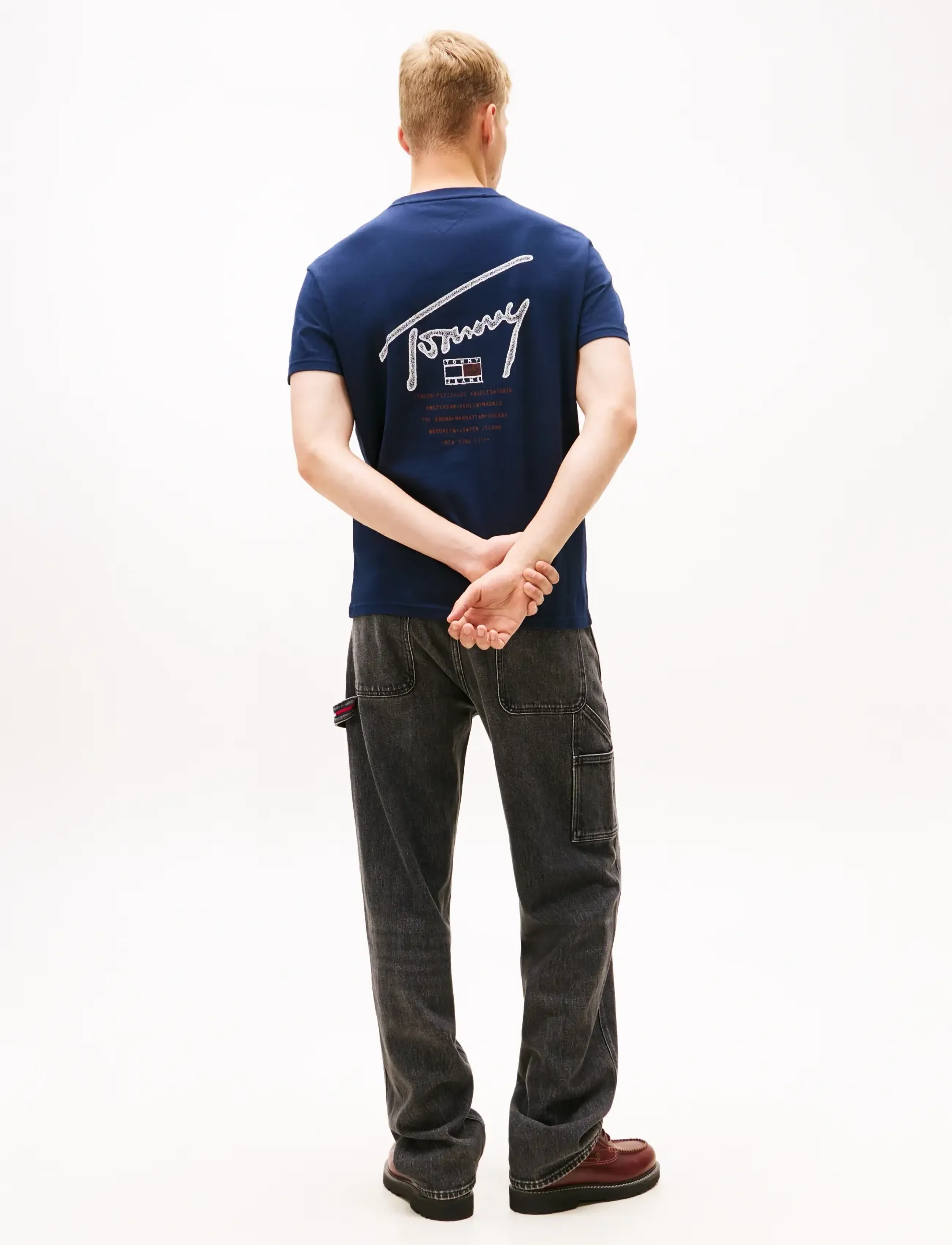 Tommy Jeans - TJM REG SIGN BACKPRINT SS T EXT - stutterma bolir - dark night navy - 3