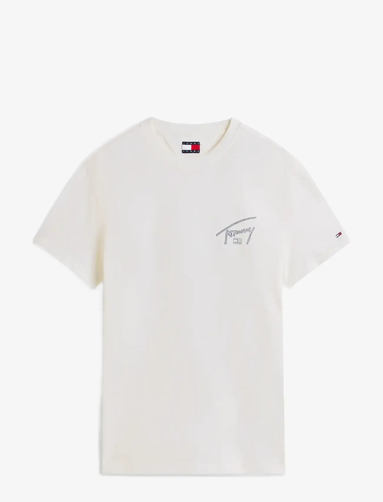 Tommy Jeans - TJM REG SIGN BACKPRINT SS T EXT - kortærmede t-shirts - ecru - 1