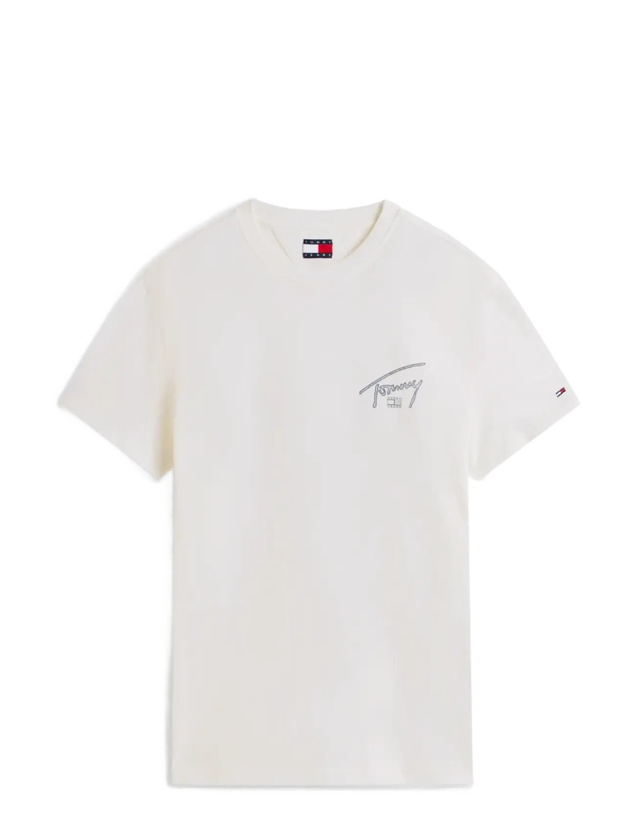 Tommy Jeans TJM REG SIGN BACKPRINT SS T EXT - Spring savings - ECRU / white
