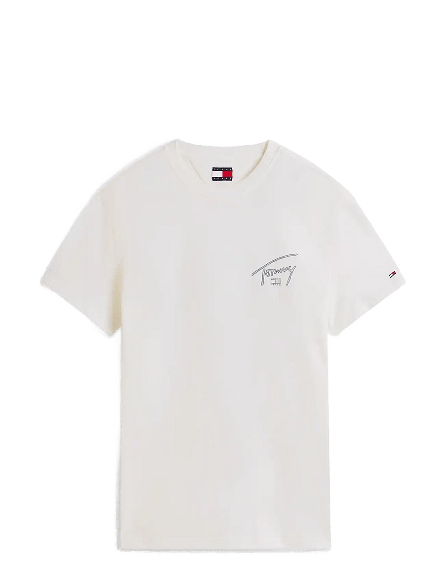 Tommy Jeans - TJM REG SIGN BACKPRINT SS T EXT - short-sleeved t-shirts - ecru - 1