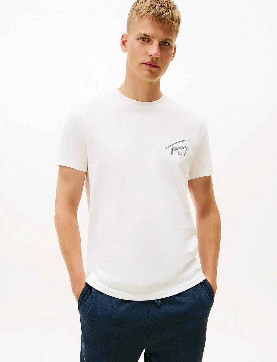 Tommy Jeans - TJM REG SIGN BACKPRINT SS T EXT - short-sleeved t-shirts - ecru - 0