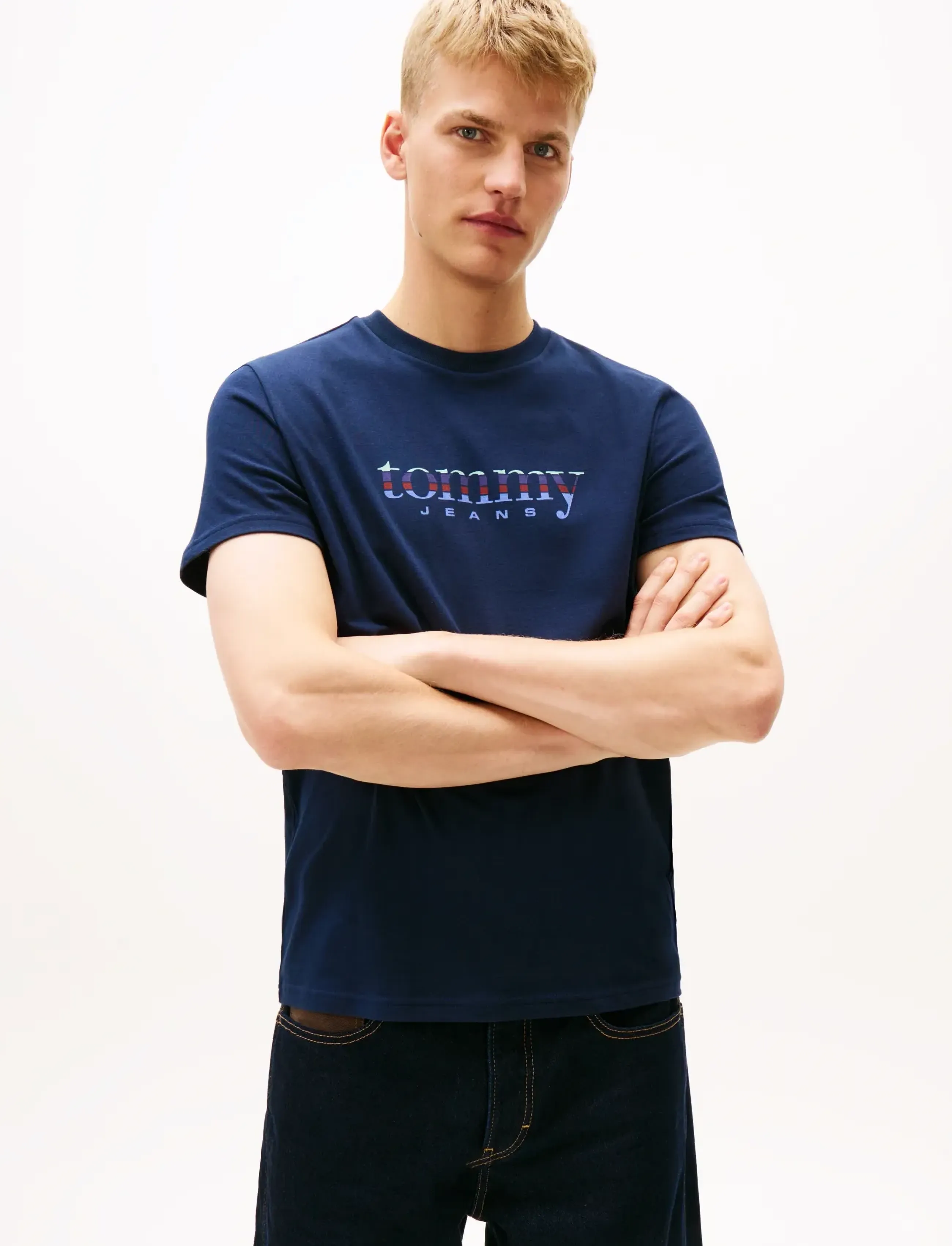 Tommy Jeans TJM SLIM ENTRY DNA SS T EXT - T-Shirts - DARK NIGHT NAVY / navy
