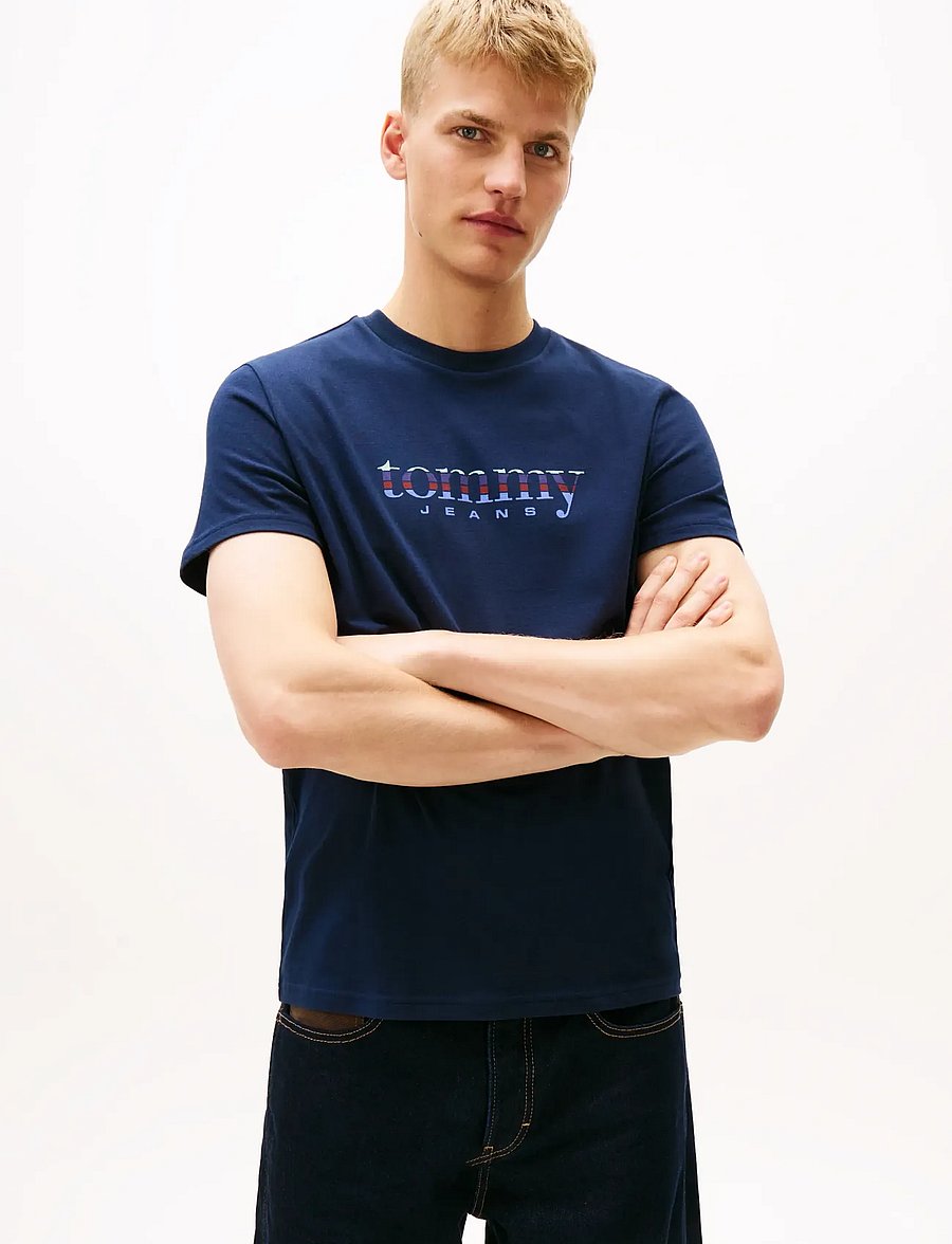 Tommy Jeans - TJM SLIM ENTRY DNA SS T EXT - kortärmade t-shirts - dark night navy - 0