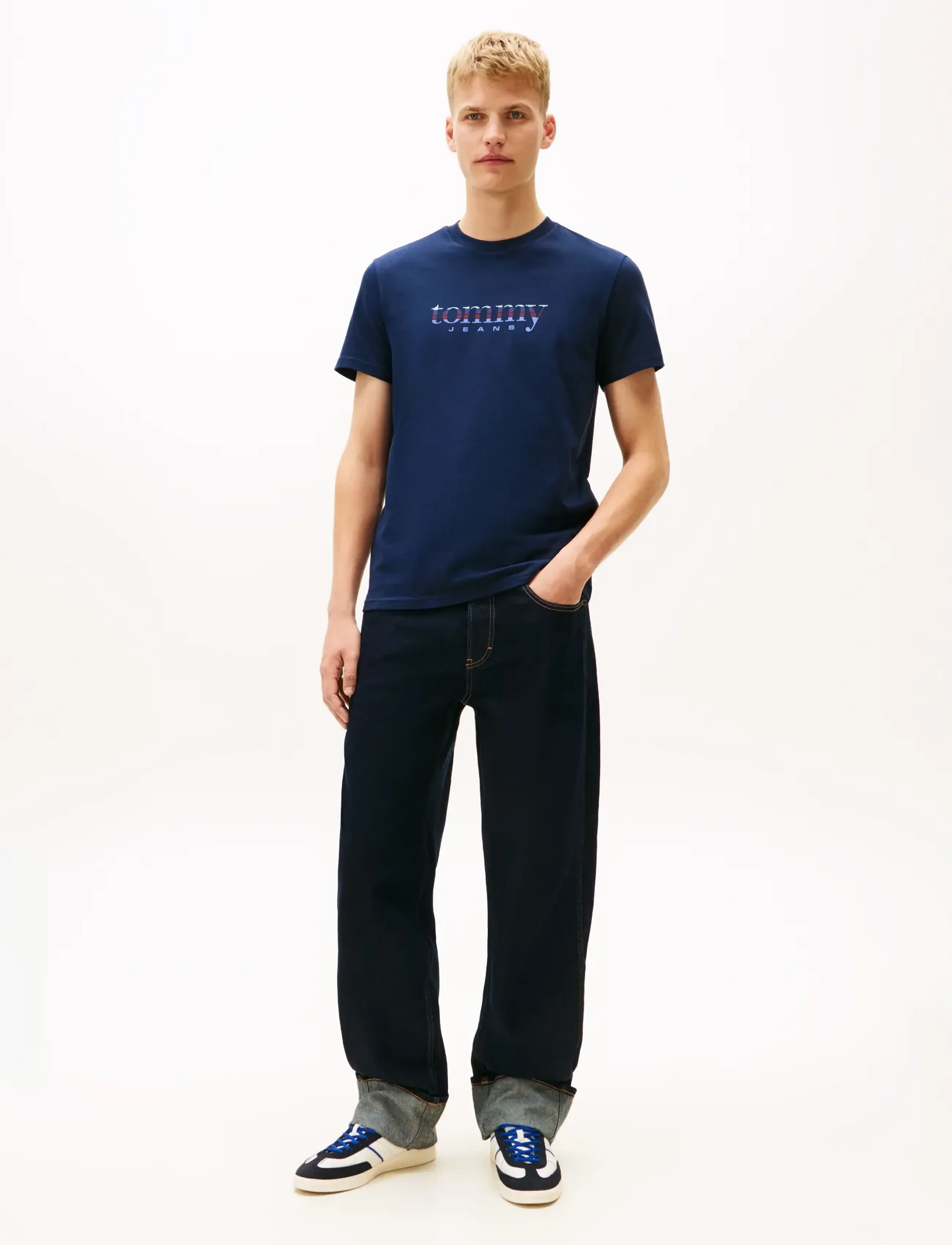 Tommy Jeans - TJM SLIM ENTRY DNA SS T EXT - kortärmade t-shirts - dark night navy - 2