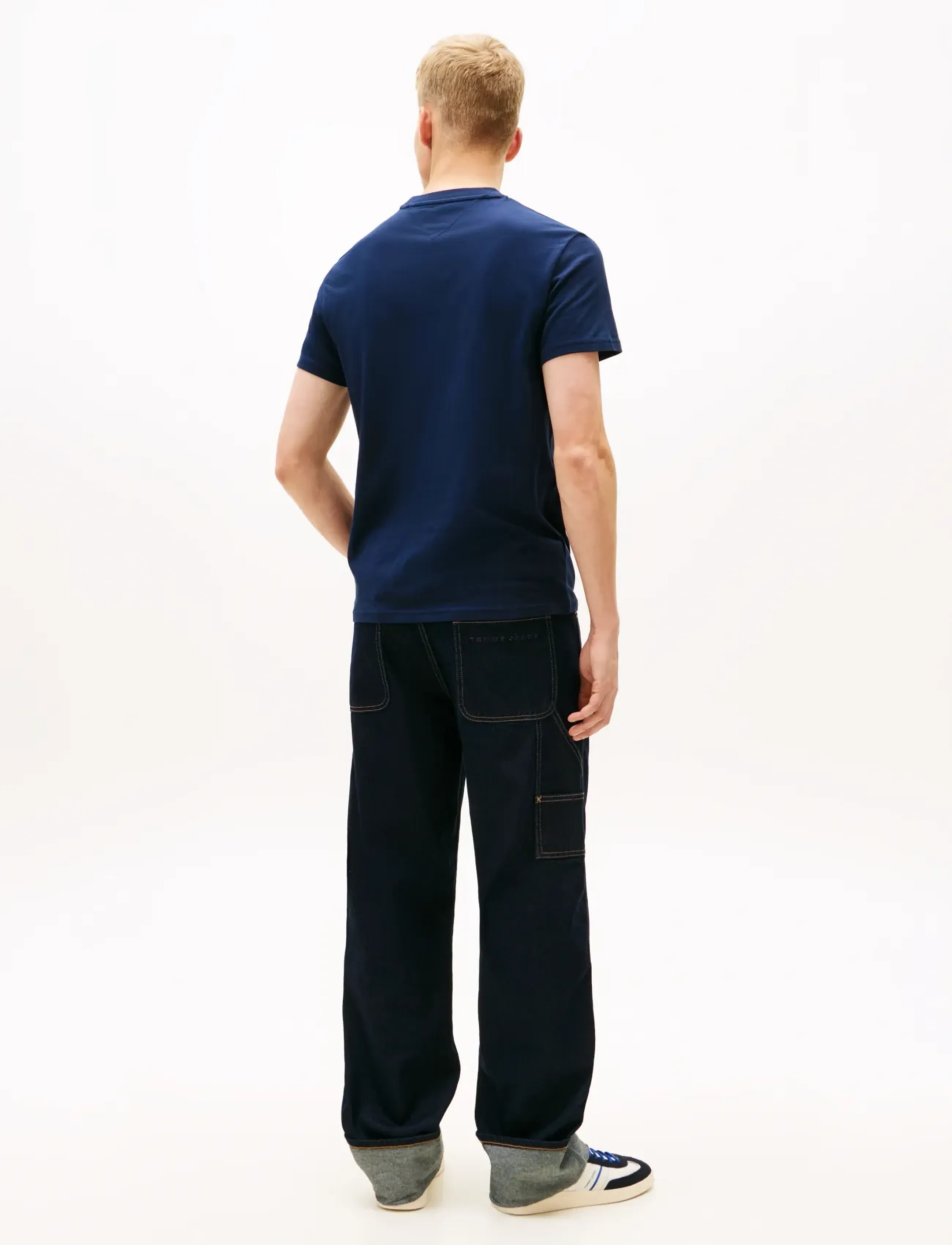 Tommy Jeans - TJM SLIM ENTRY DNA SS T EXT - kortärmade t-shirts - dark night navy - 3