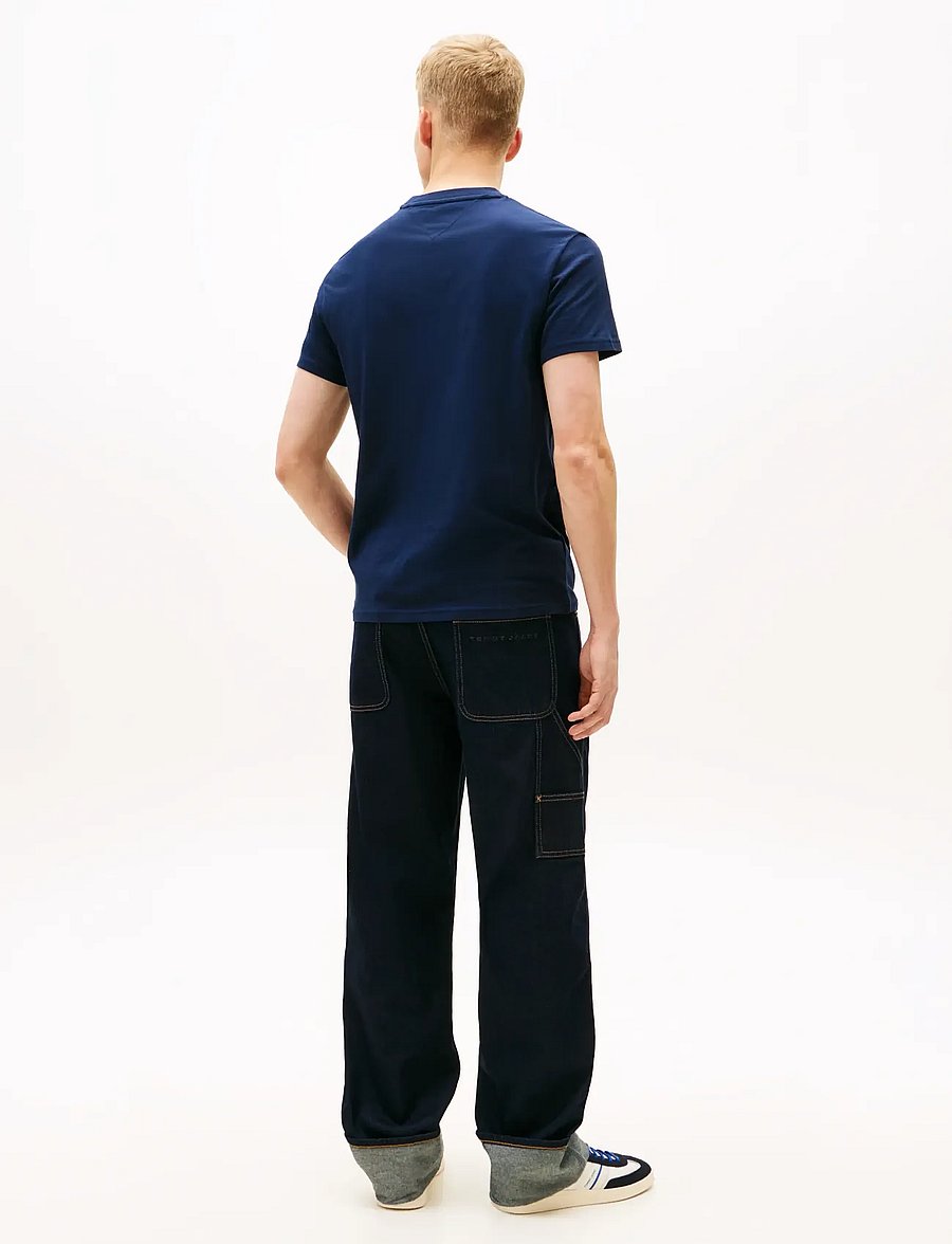 Tommy Jeans - TJM SLIM ENTRY DNA SS T EXT - kortärmade t-shirts - dark night navy - 3
