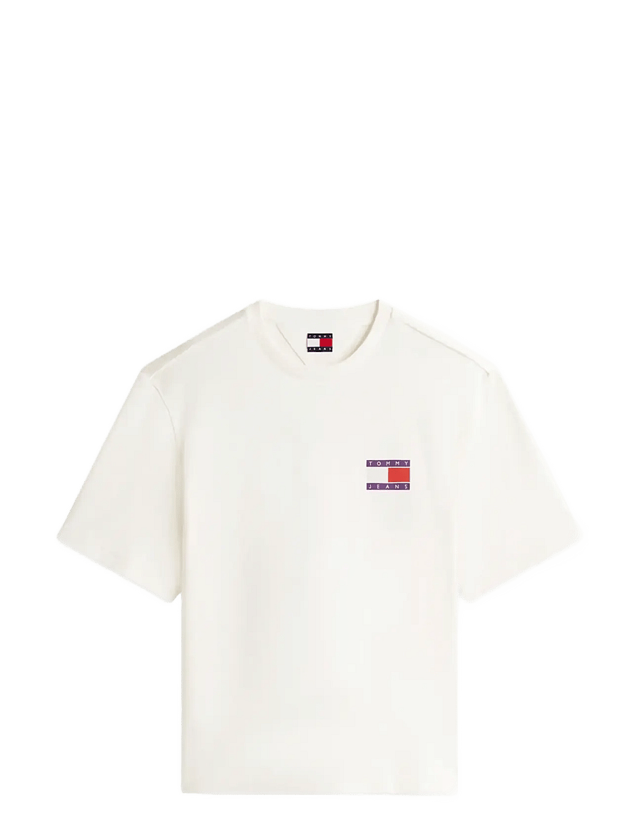 Tommy Jeans - TJM 90S PEAKS BACKPRINT SS TEE - kurzärmelige t-shirts - ancient white - 1