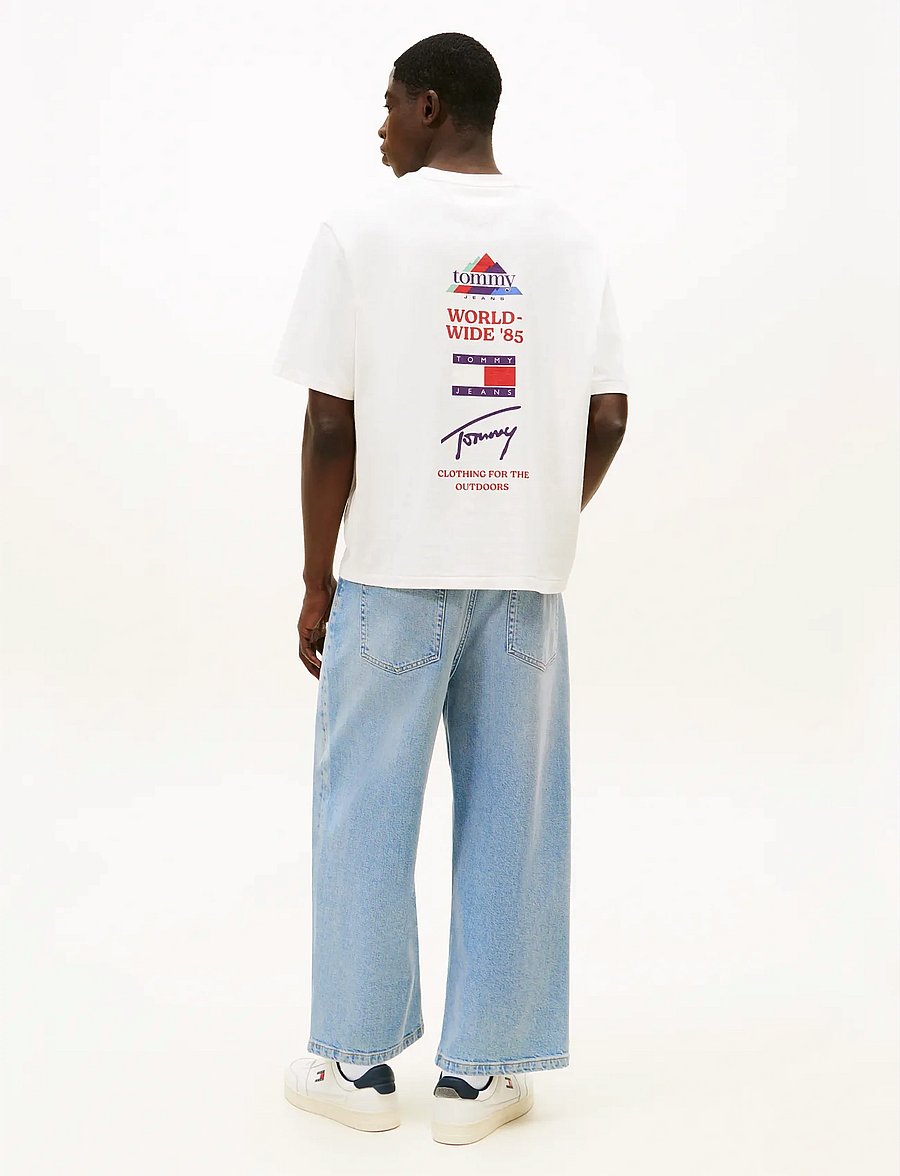 Tommy Jeans - TJM 90S PEAKS BACKPRINT SS TEE - kurzärmelige t-shirts - ancient white - 2