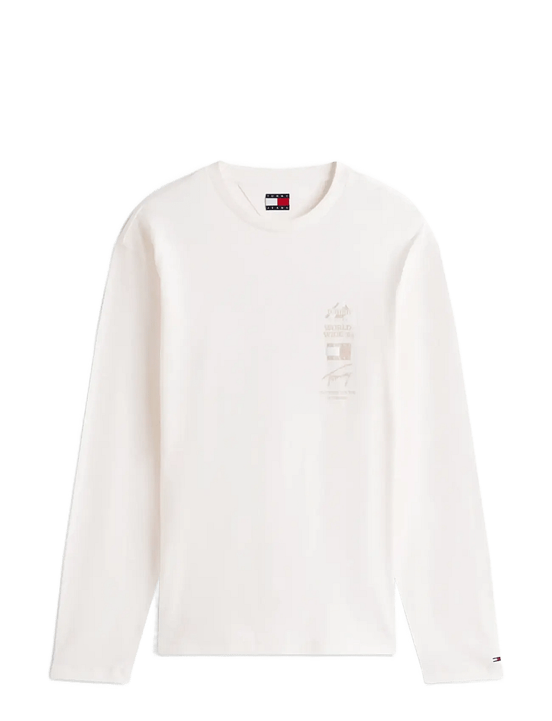Tommy Jeans - TJM RLX PEAKS LS TEE - långärmade t-shirts - ancient white - 1