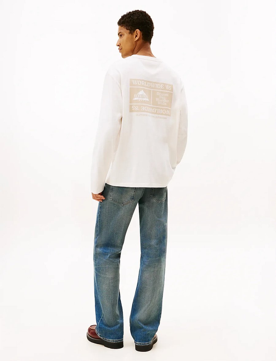 Tommy Jeans - TJM RLX PEAKS LS TEE - långärmade t-shirts - ancient white - 2