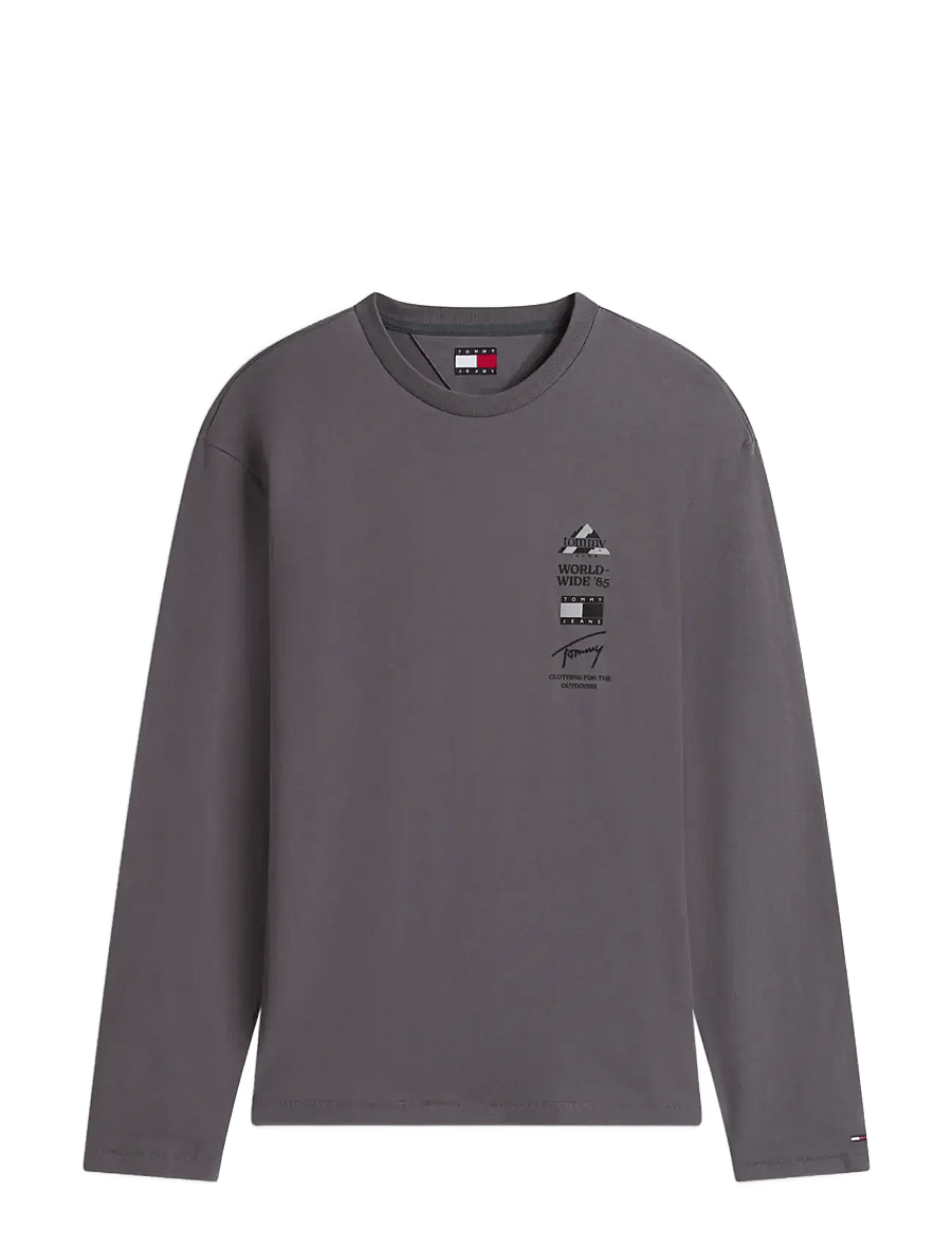 Tommy Jeans - TJM RLX PEAKS LS TEE - langærmede t-shirts - washed black - 1