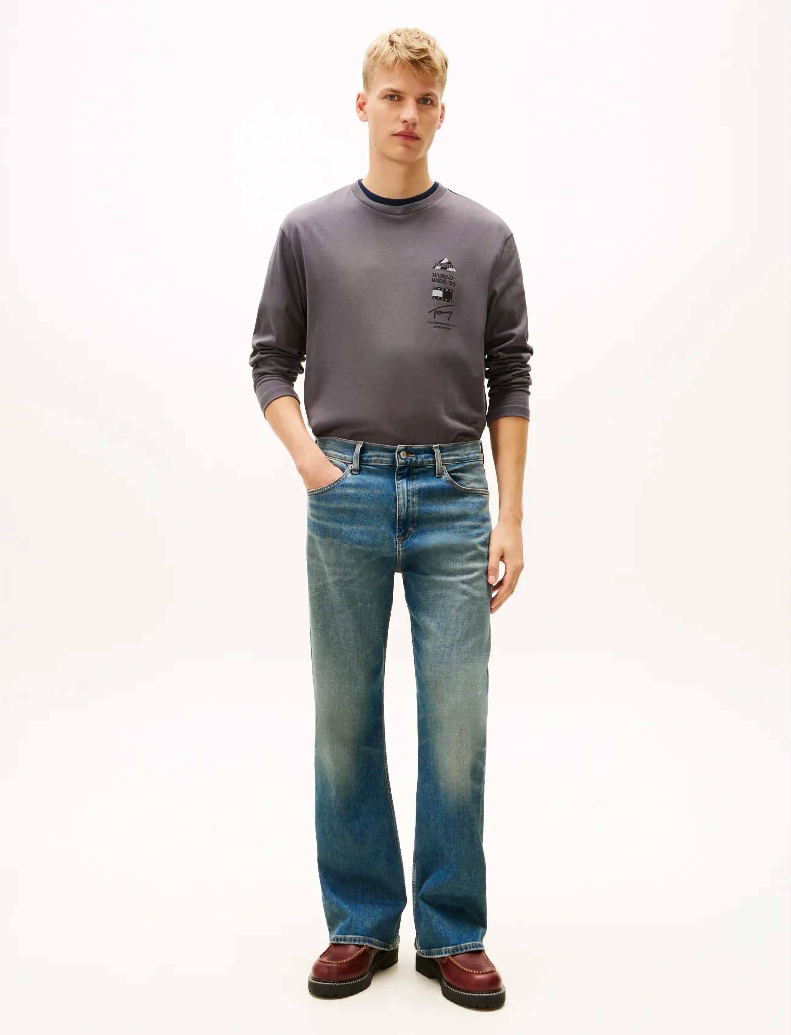 Tommy Jeans - TJM RLX PEAKS LS TEE - långärmade t-shirts - washed black - 2