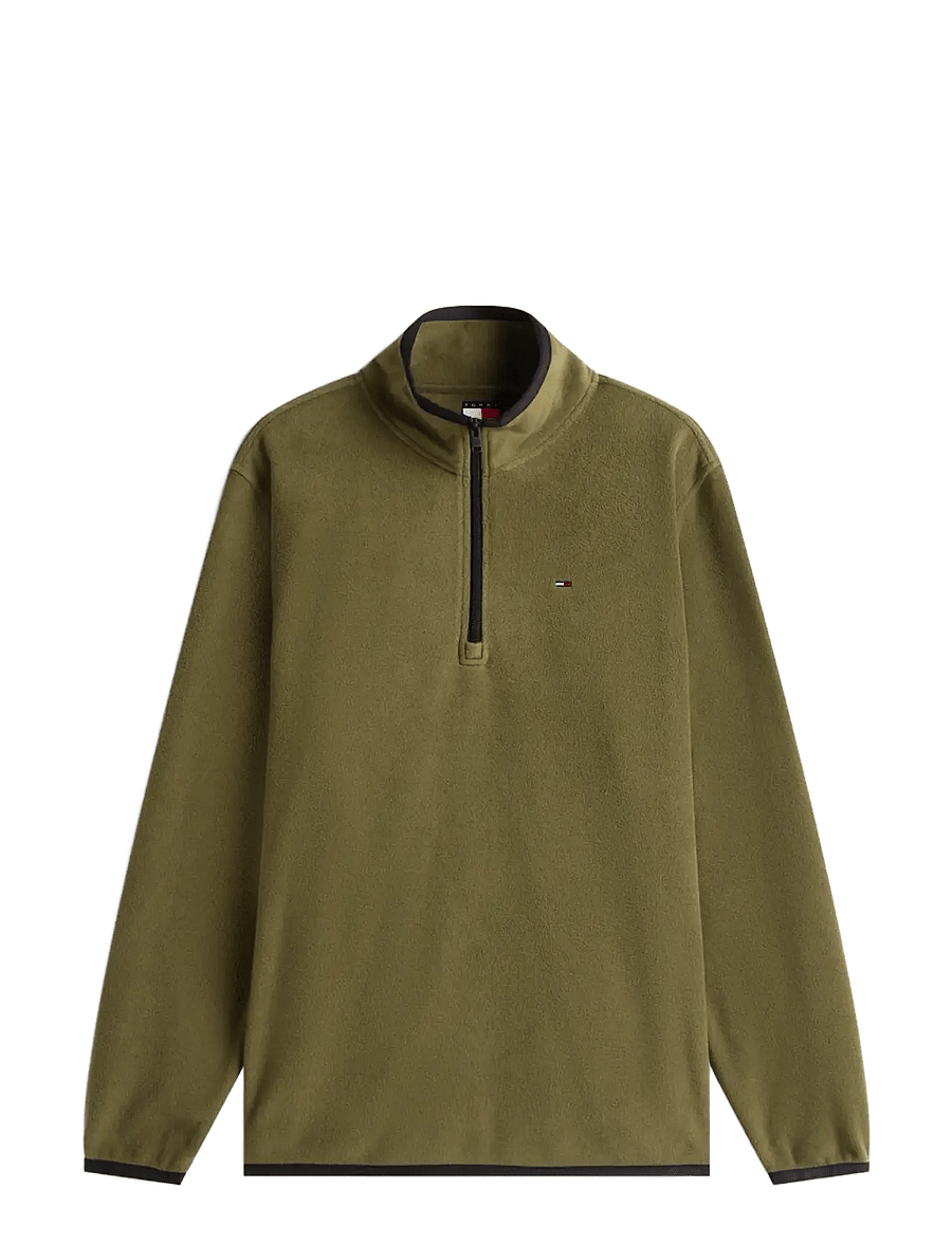 Tommy Jeans - TJM REG S FLAG POLAR FLEECE QZ - pullover mit halbem reißverschluss - dark greenery - 1