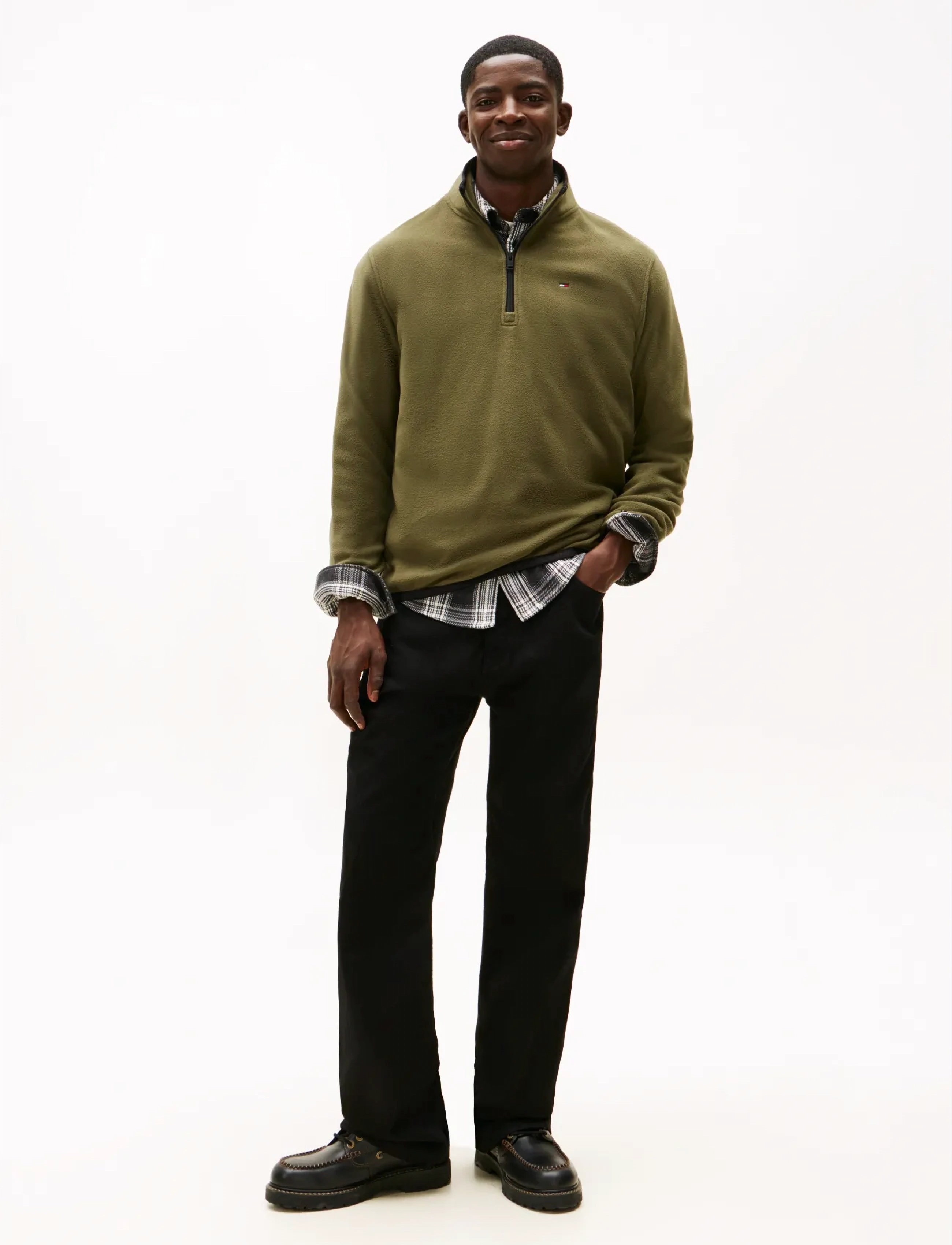 Tommy Jeans - TJM REG S FLAG POLAR FLEECE QZ - halfzip strik - dark greenery - 2