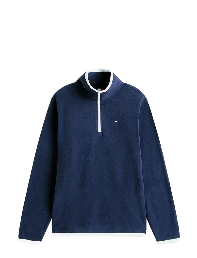 Tommy Jeans - TJM REG S FLAG POLAR FLEECE QZ - pullover mit halbem reißverschluss - dark night navy - 1