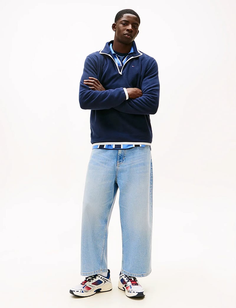 Tommy Jeans - TJM REG S FLAG POLAR FLEECE QZ - pullover mit halbem reißverschluss - dark night navy - 2