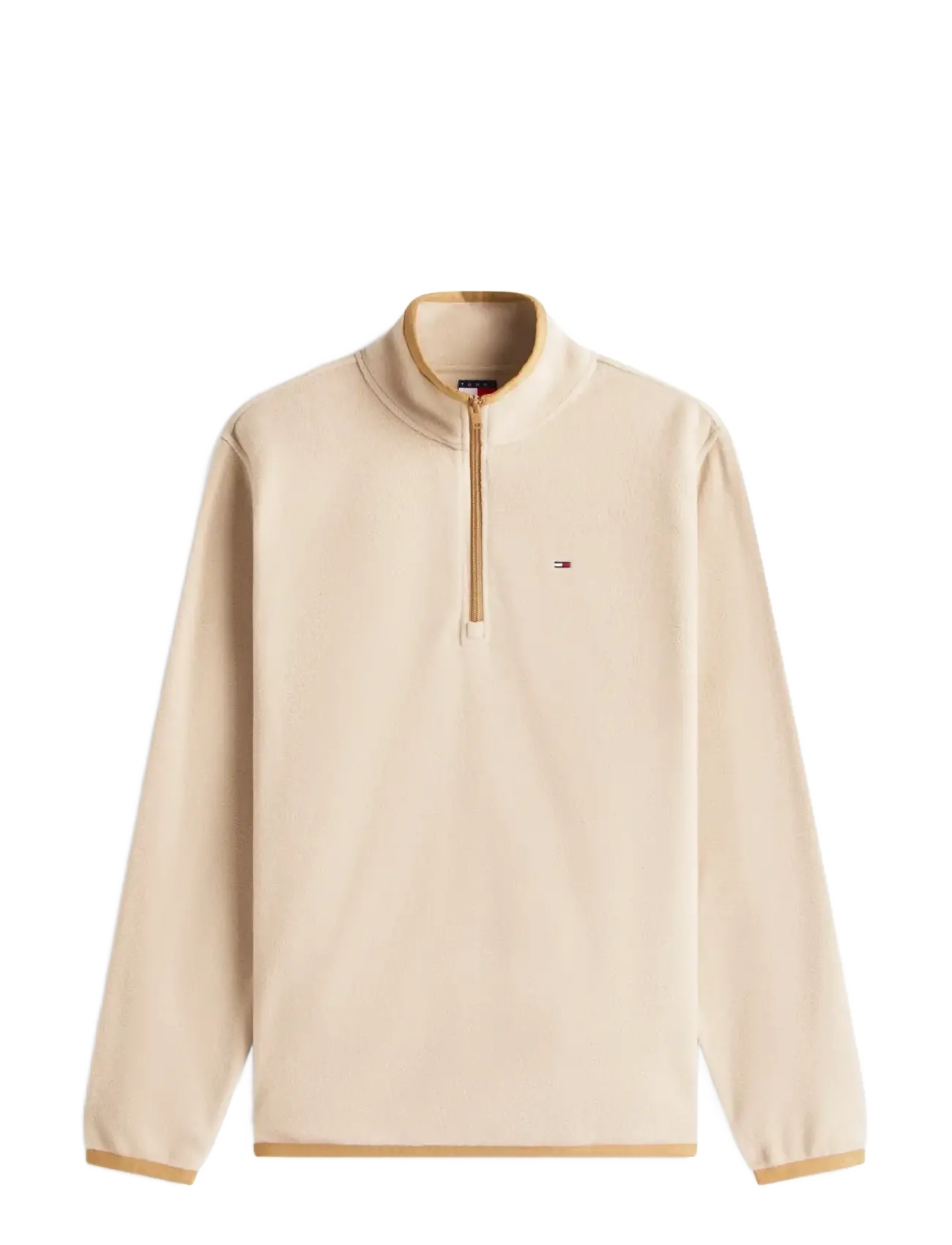 Tommy Jeans TJM REG S FLAG POLAR FLEECE QZ - Tøj - GULF SAND / cream