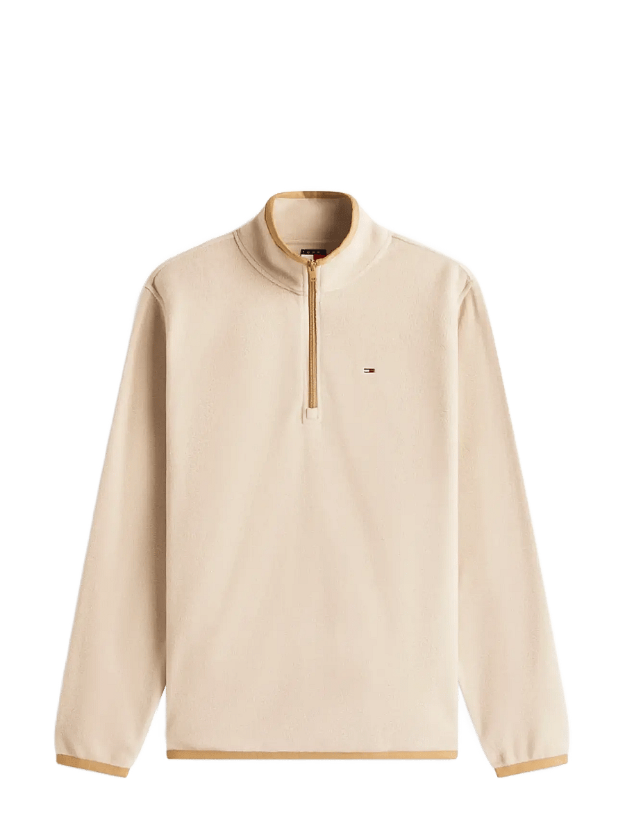 Tommy Jeans - TJM REG S FLAG POLAR FLEECE QZ - pullover mit halbem reißverschluss - gulf sand - 1