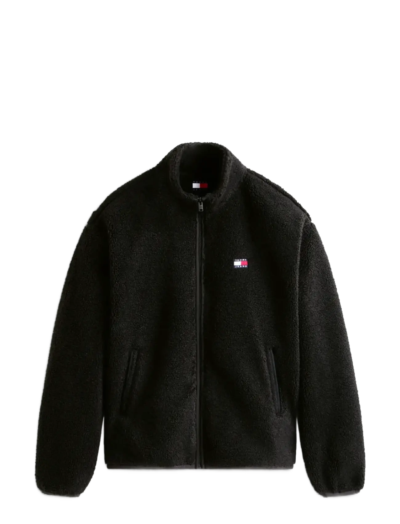 Tommy Jeans TJM RLX BADGE ZIP-THRU TEDDY EXT - Svetarit - BLACK / black