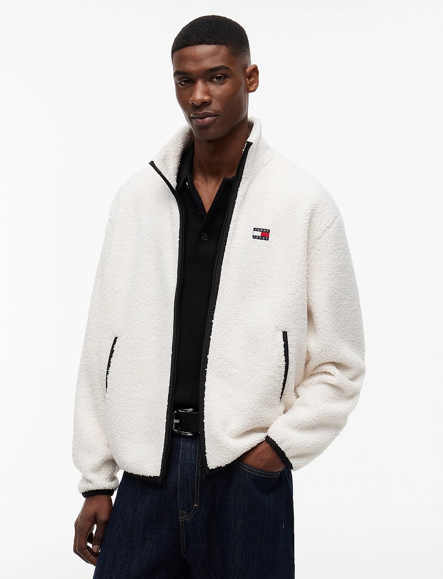 Tommy Jeans - TJM RLX BADGE ZIP-THRU TEDDY EXT - teddytröjor - cream - 0