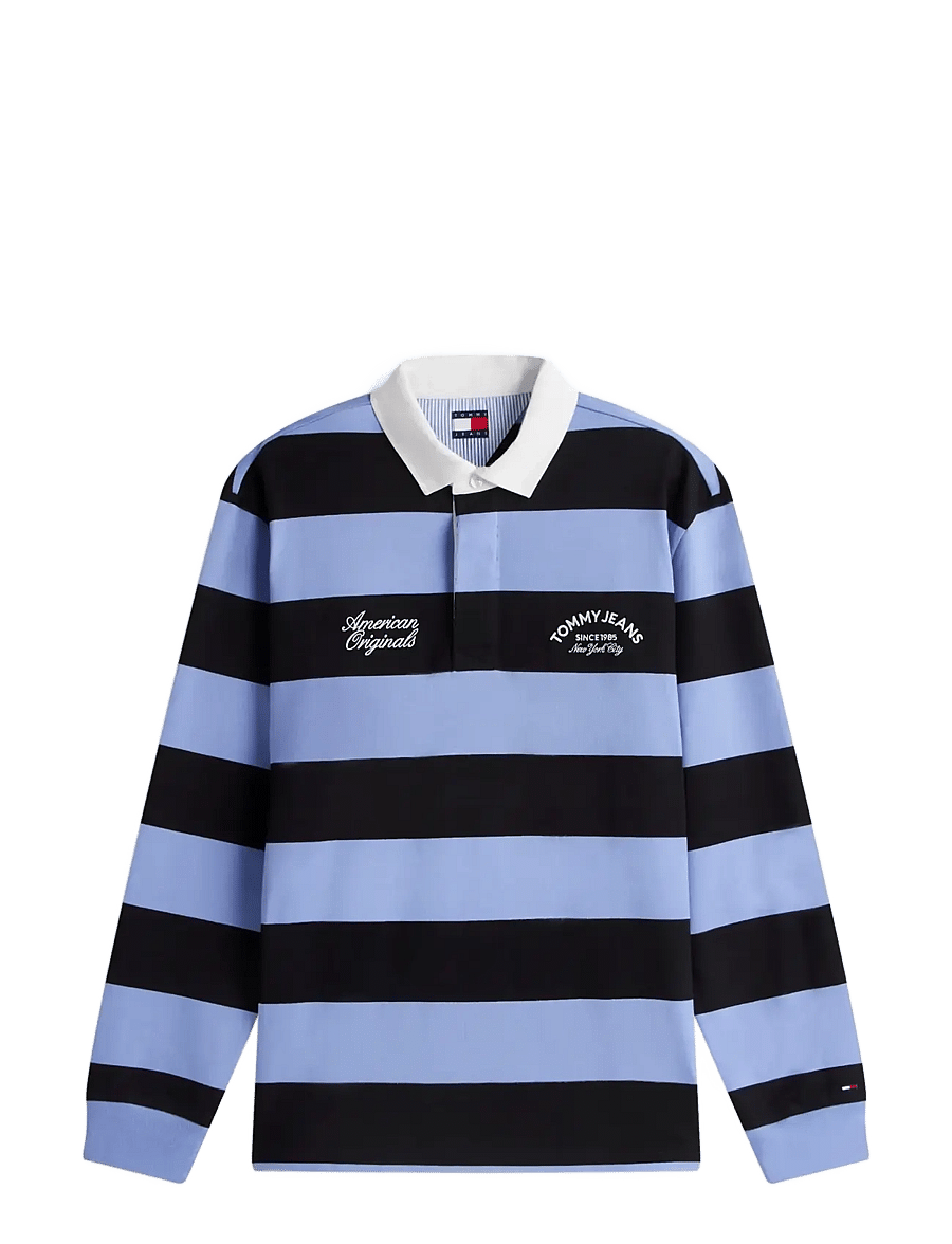 Tommy Jeans - TJM RLX STRIPE GRAPHIC RUGBY EXT - långärmade pikéer - nordic iris stripe - 1