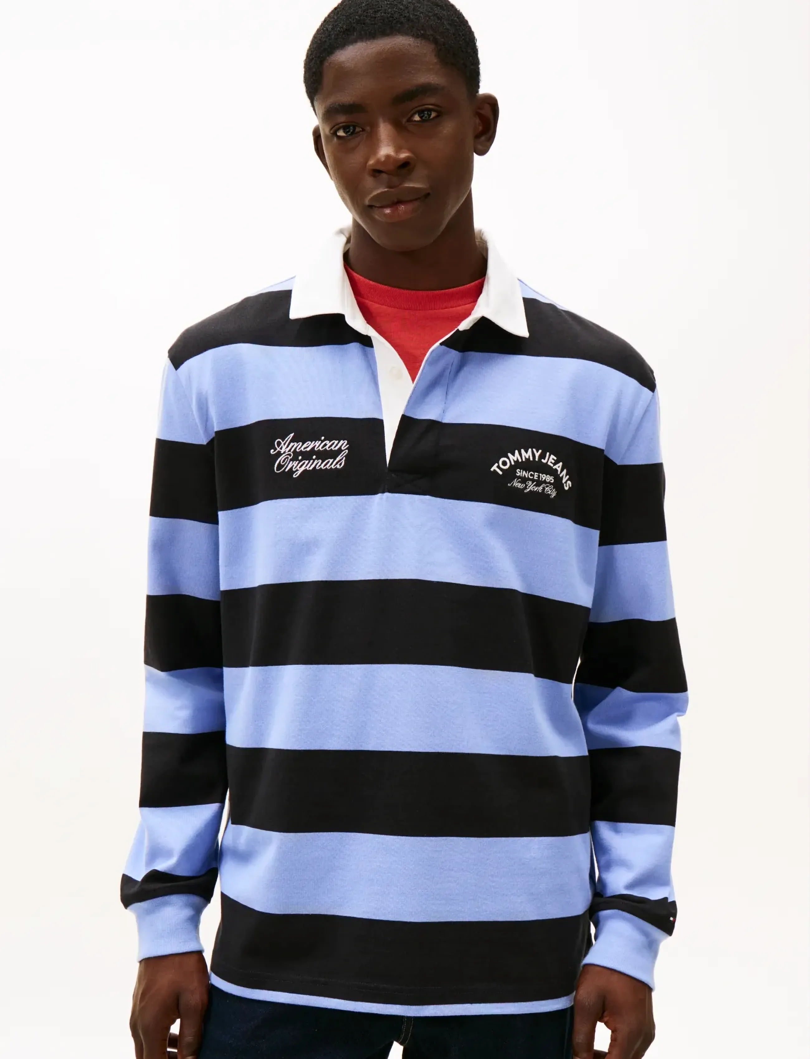 Tommy Jeans TJM RLX STRIPE GRAPHIC RUGBY EXT - Poloshirts - NORDIC IRIS STRIPE / blue