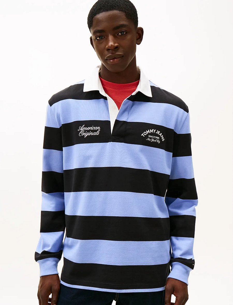 Tommy Jeans - TJM RLX STRIPE GRAPHIC RUGBY EXT - långärmade pikéer - nordic iris stripe - 0