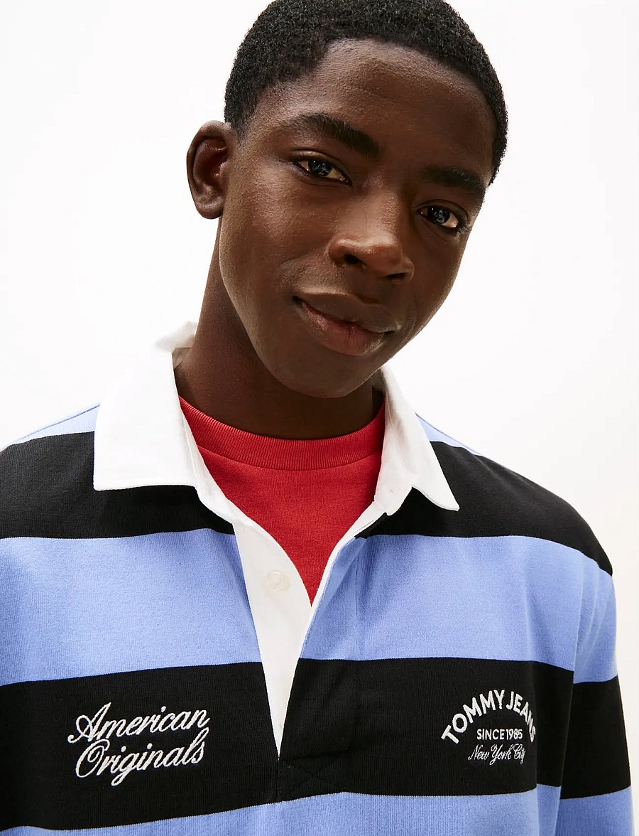 Tommy Jeans - TJM RLX STRIPE GRAPHIC RUGBY EXT - långärmade pikéer - nordic iris stripe - 4