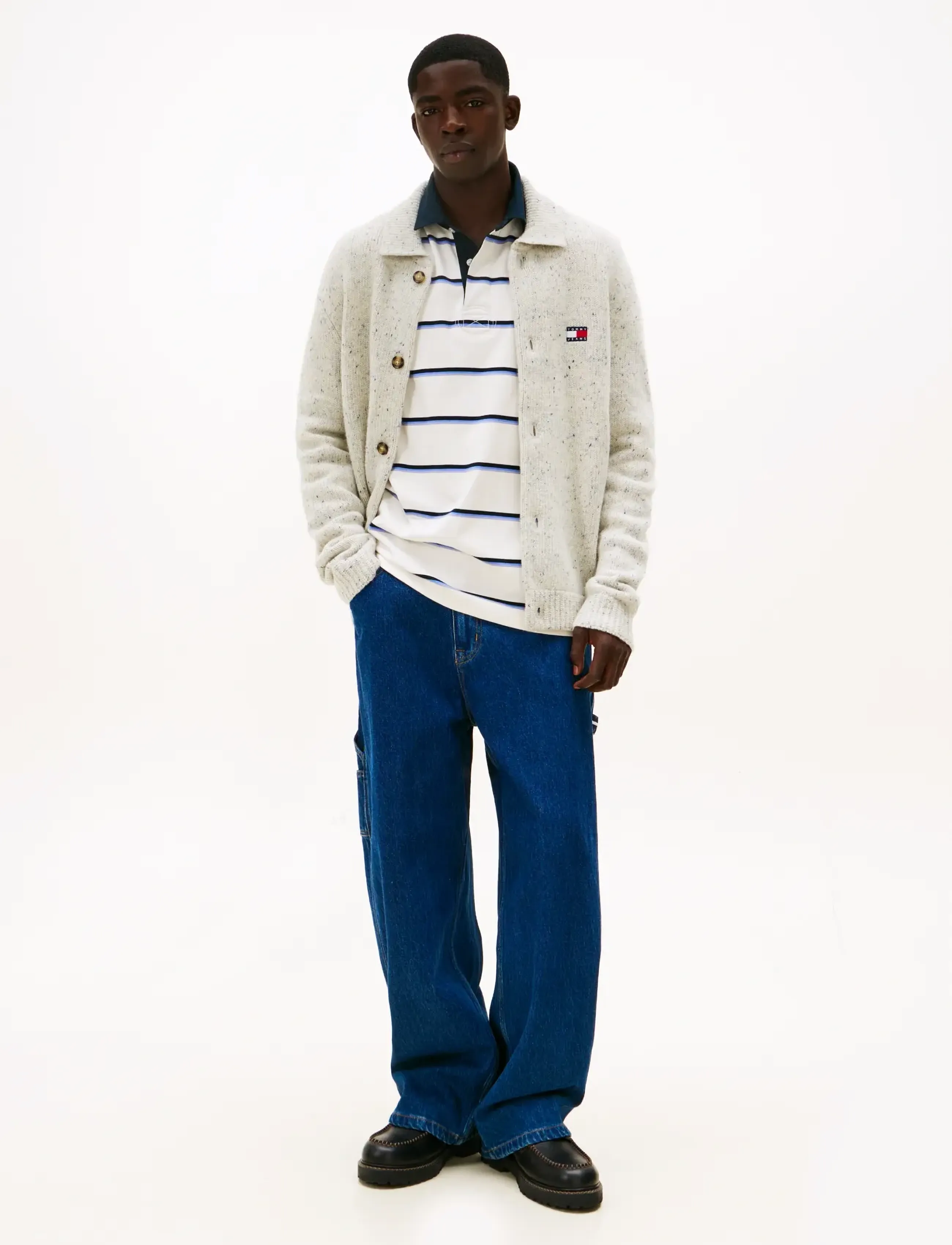 Tommy Jeans - TJM REG BADGE KNITTED CARDIGAN - hnepptar peysur - ancient white - 2