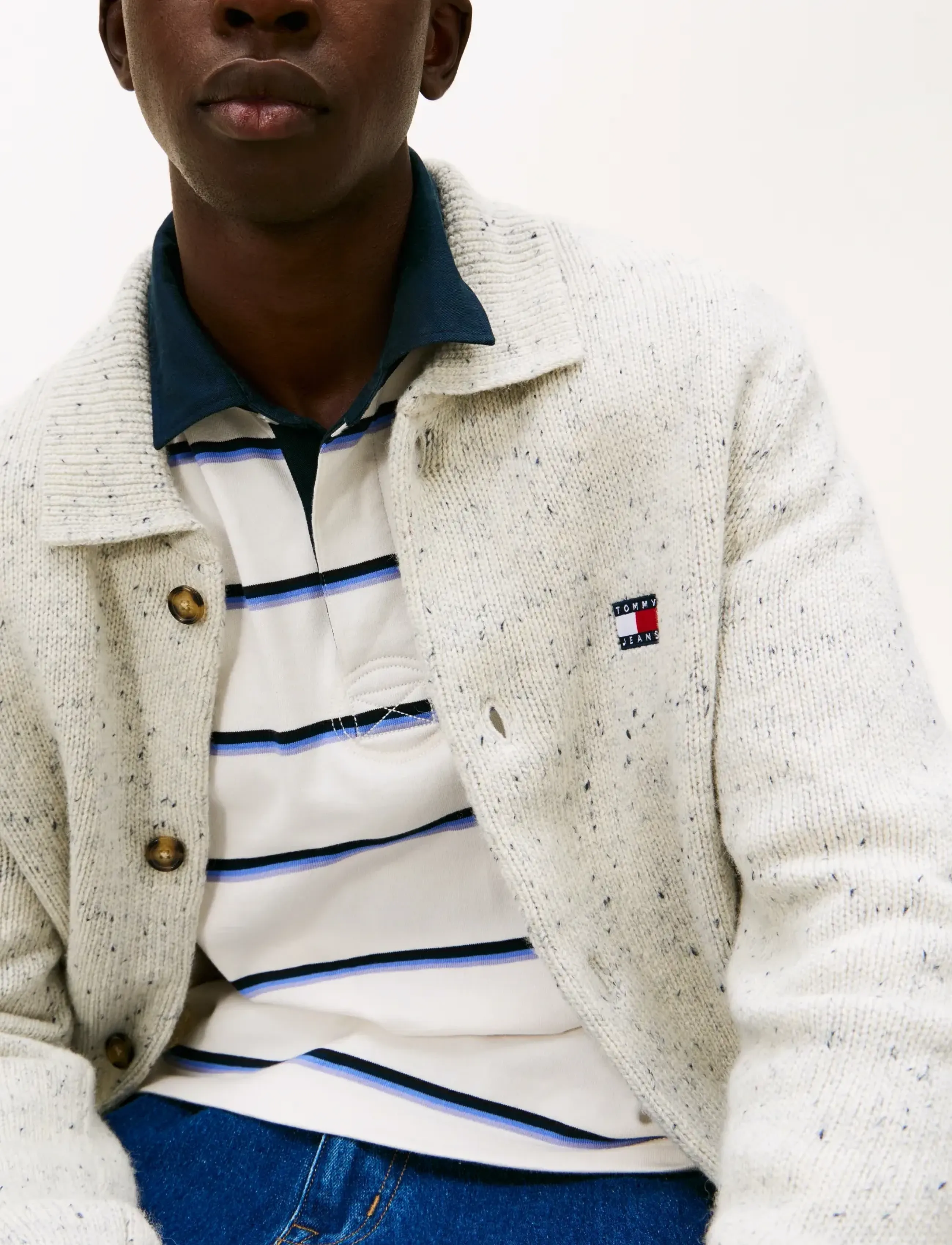 Tommy Jeans - TJM REG BADGE KNITTED CARDIGAN - cardigans - ancient white - 4