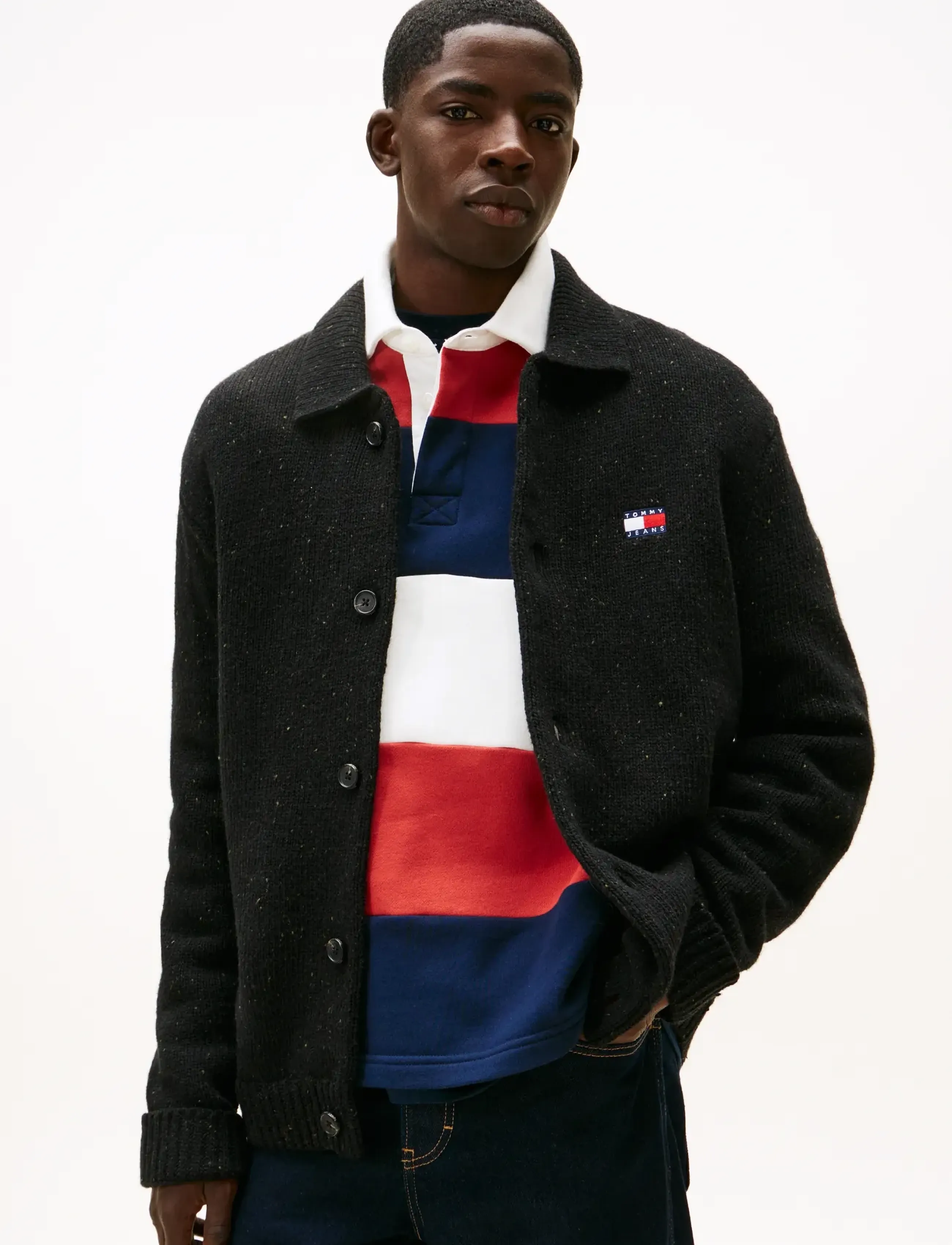 Tommy Jeans Tjm Reg Badge Knitted Cardigan, S, Knitwear, Schwarz - Cardigans, Männerswear