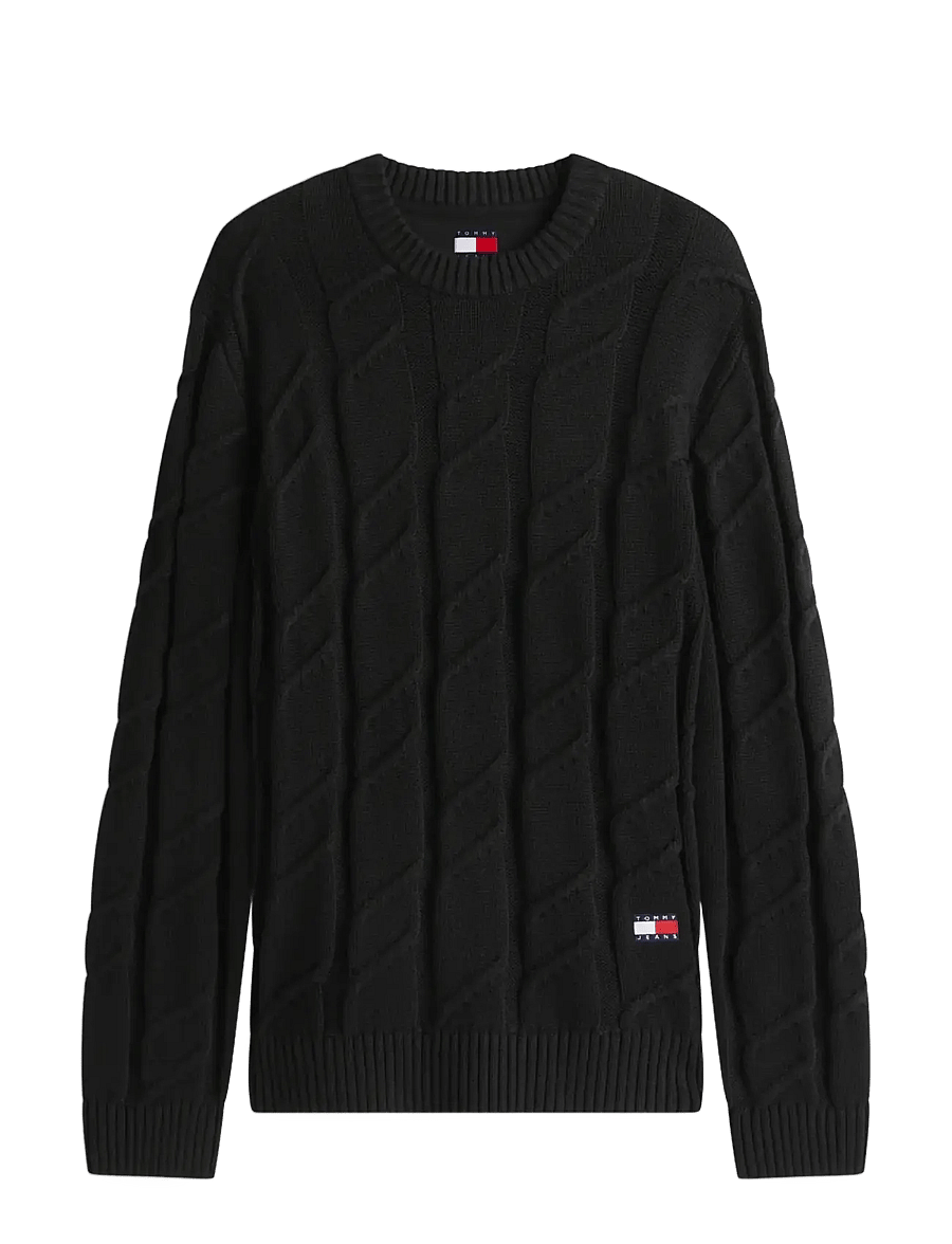 Tommy Jeans - TJM REG CHUNKY CABLE KNT SWT EXT - rundhalsad - black - 1