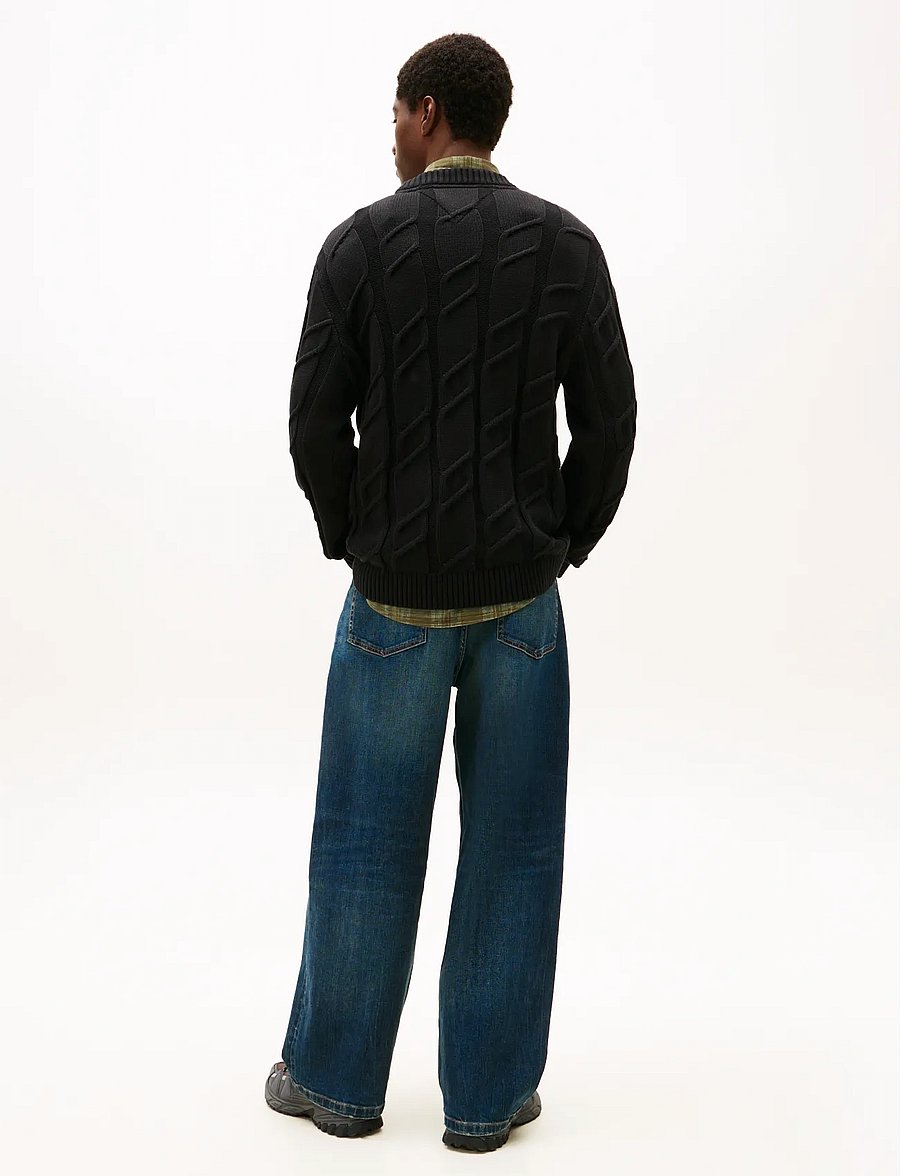 Tommy Jeans - TJM REG CHUNKY CABLE KNT SWT EXT - rundhalsad - black - 3